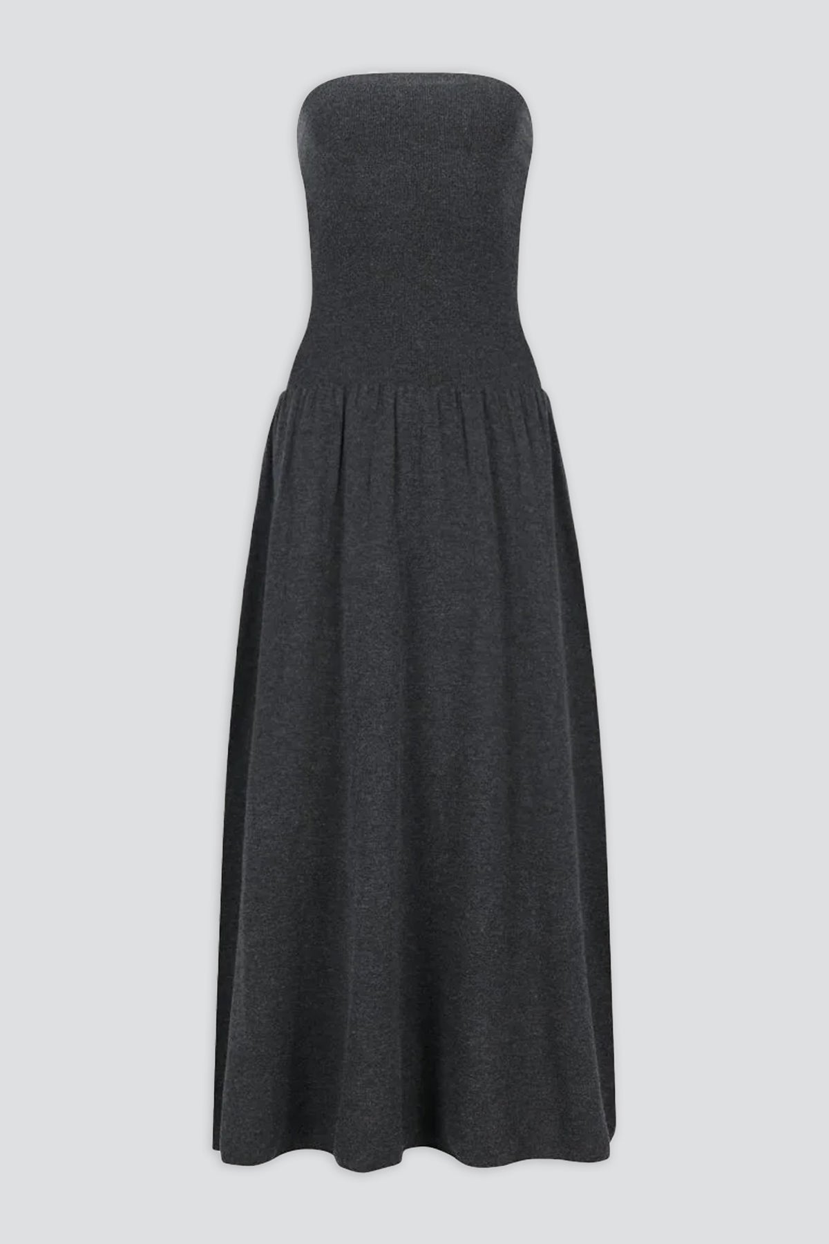 Charcoal Shirring Knit Maxi Dress