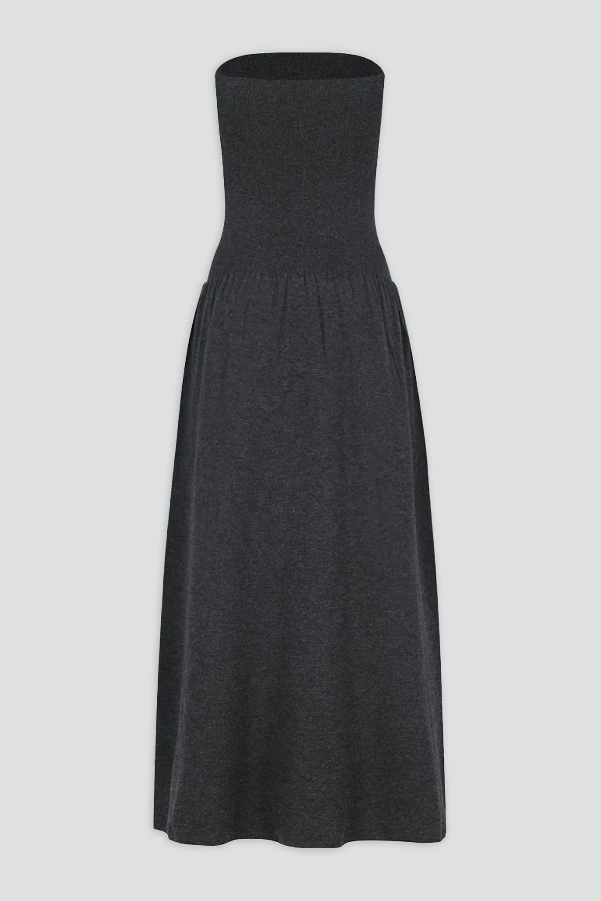 Charcoal Shirring Knit Maxi Dress