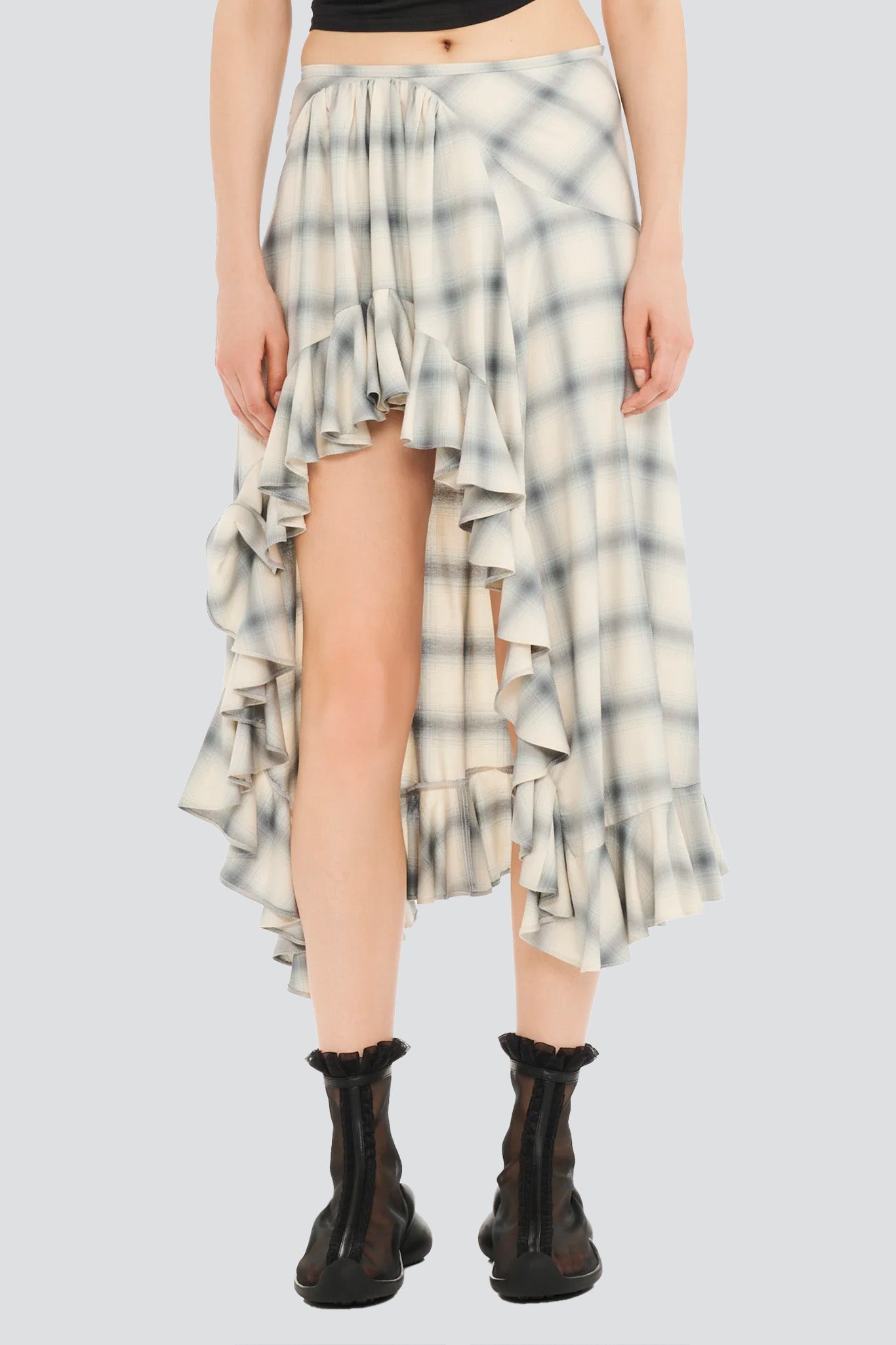 Cloudy Plaid Flannel Florist Skirt