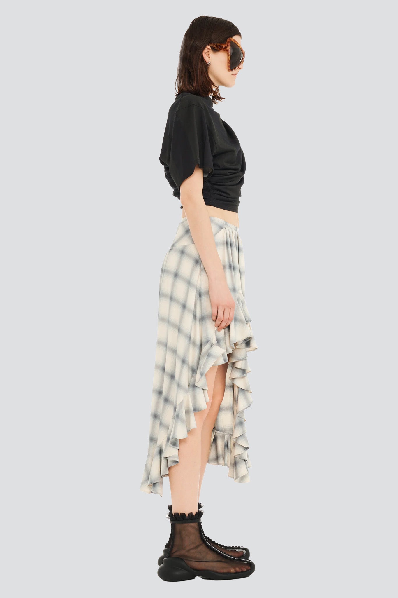 Cloudy Plaid Flannel Florist Skirt