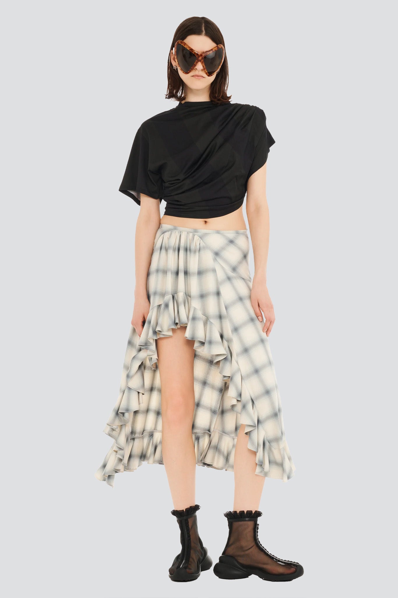 Cloudy Plaid Flannel Florist Skirt