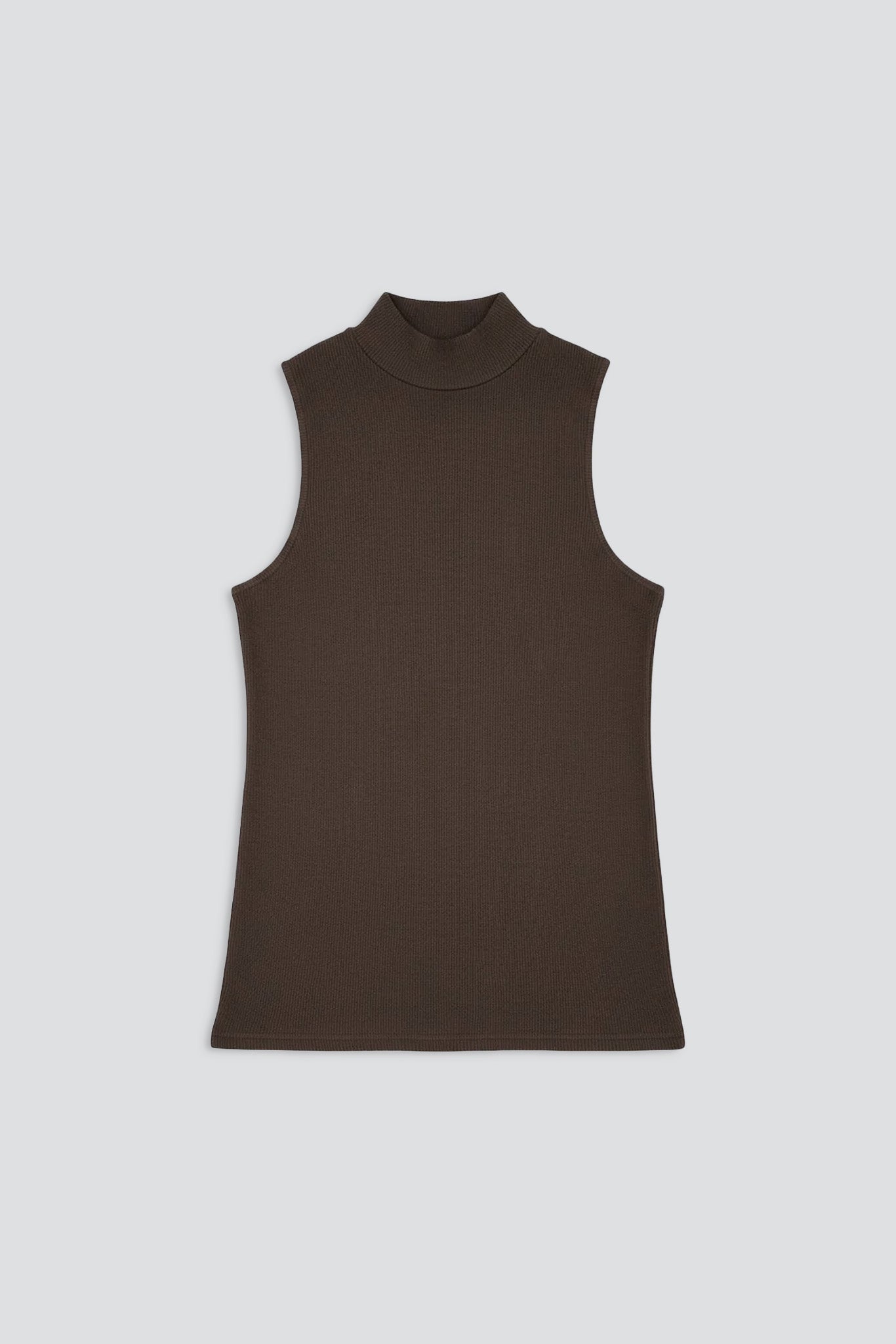 Coffee Bean Mariposa Sleeveless Mock Tee
