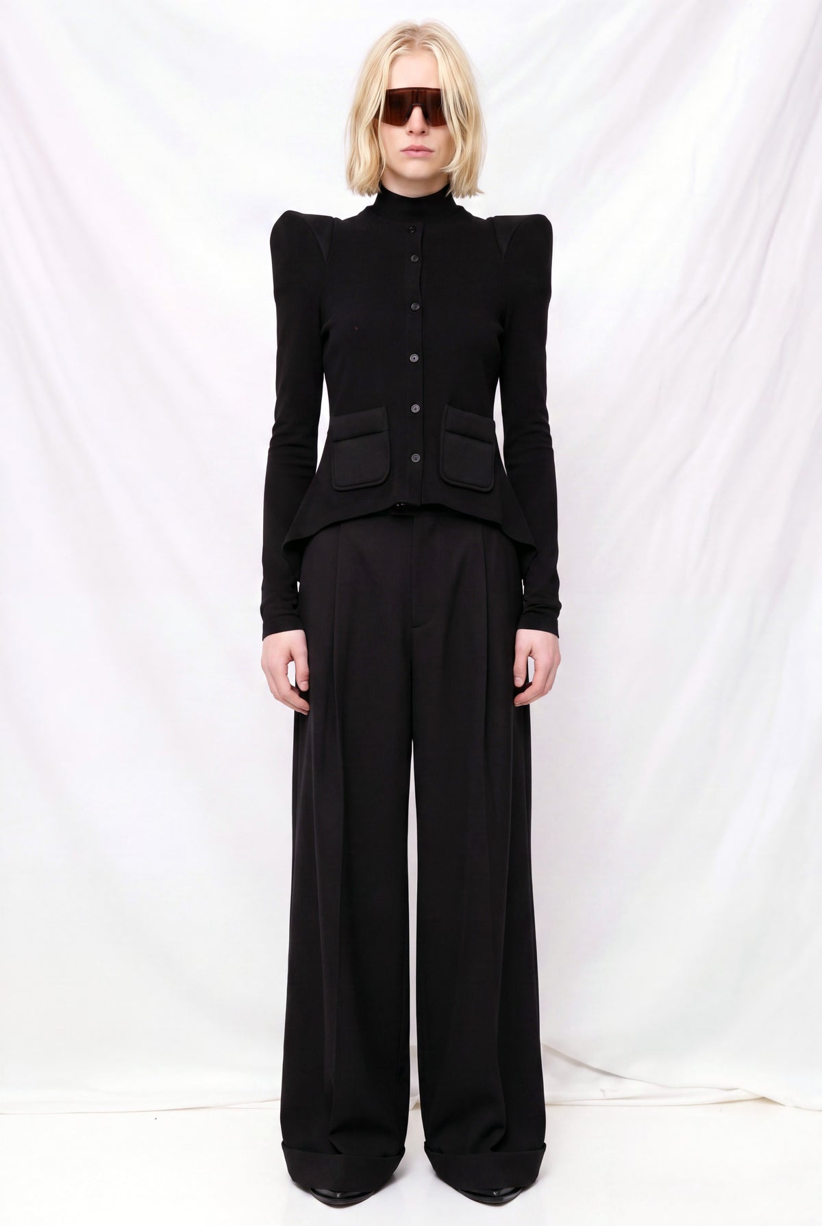 Black Foamy Shoulder Cardigan