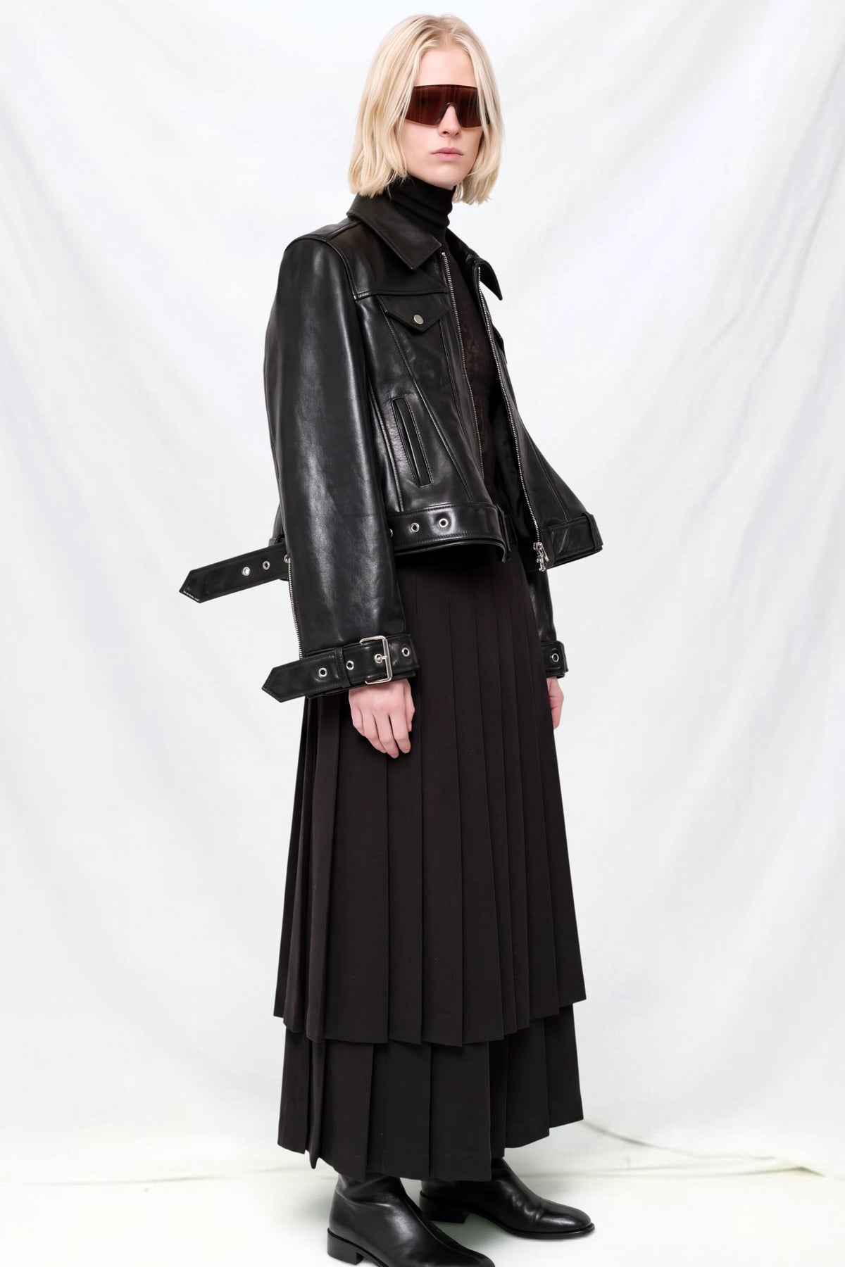 Black Belted Leather Jacket
