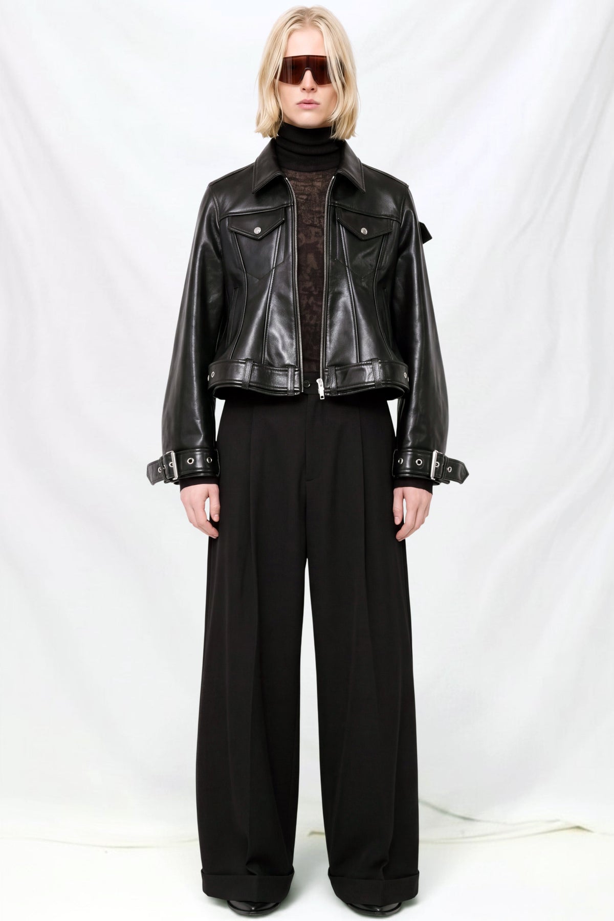 Black Belted Leather Jacket