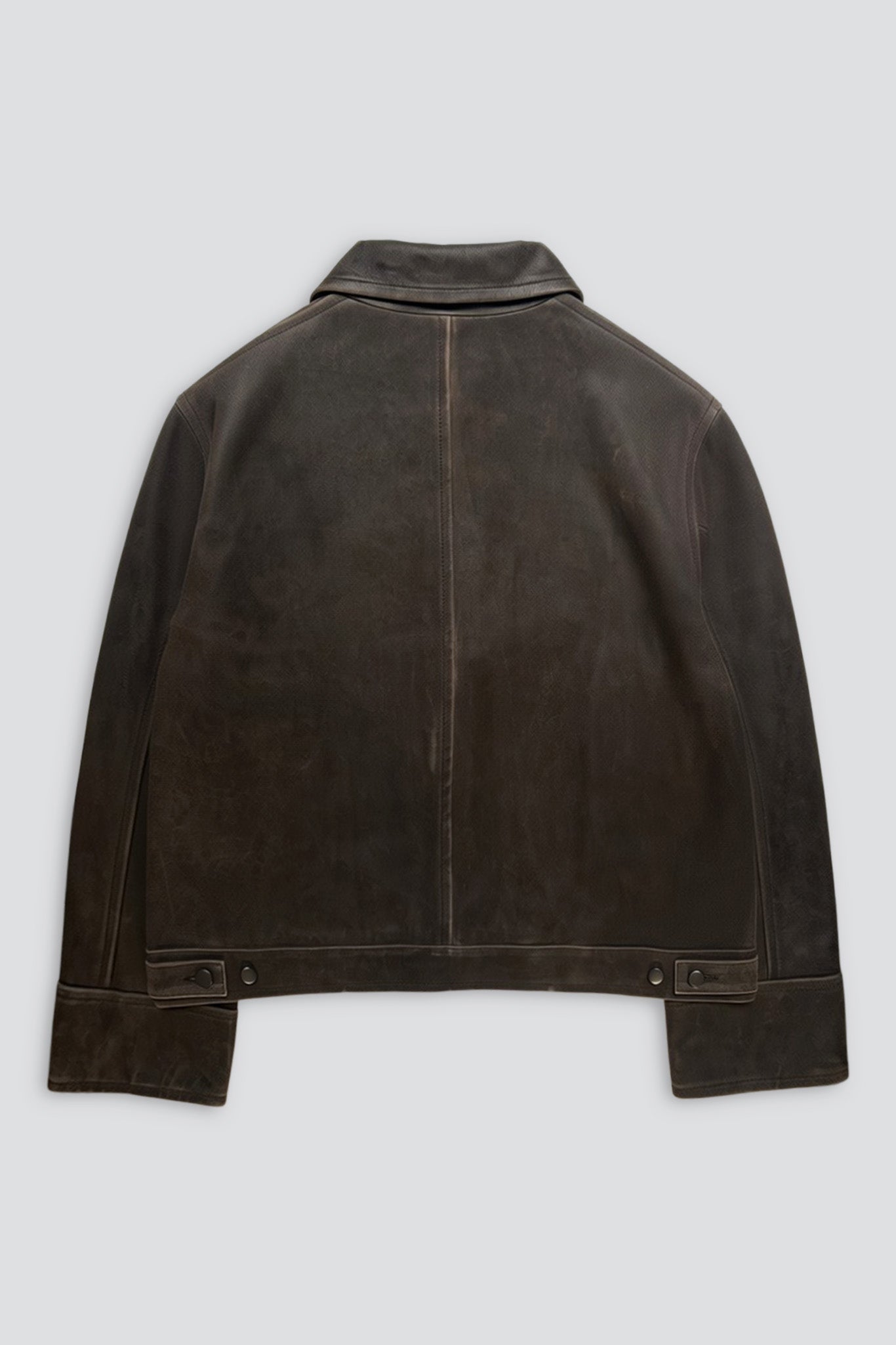 Cracked Brown Leather Fireman Box Jacket