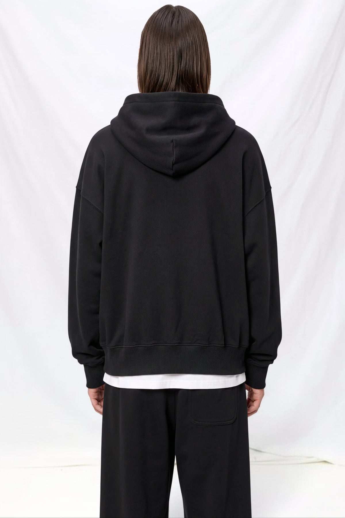 Black Cropped Zip Hoodie