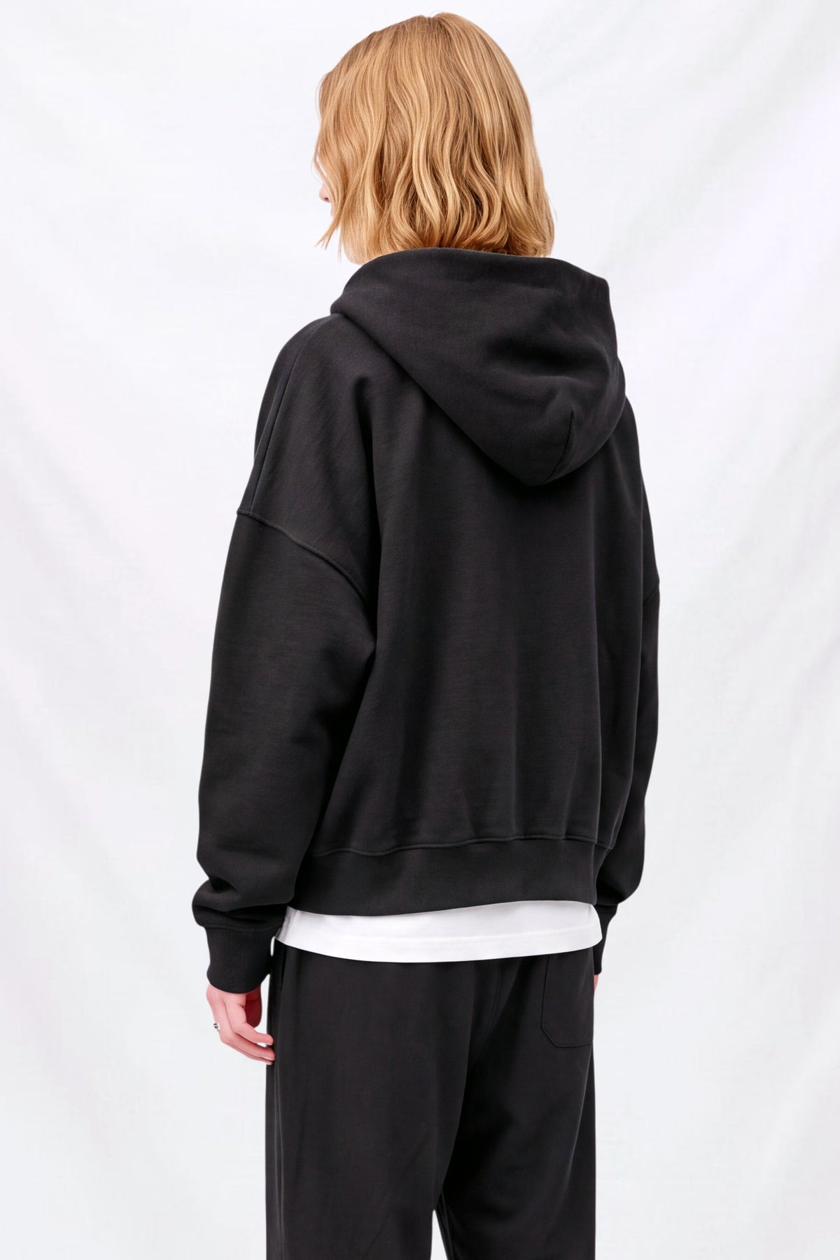 Black Cropped Zip Hoodie