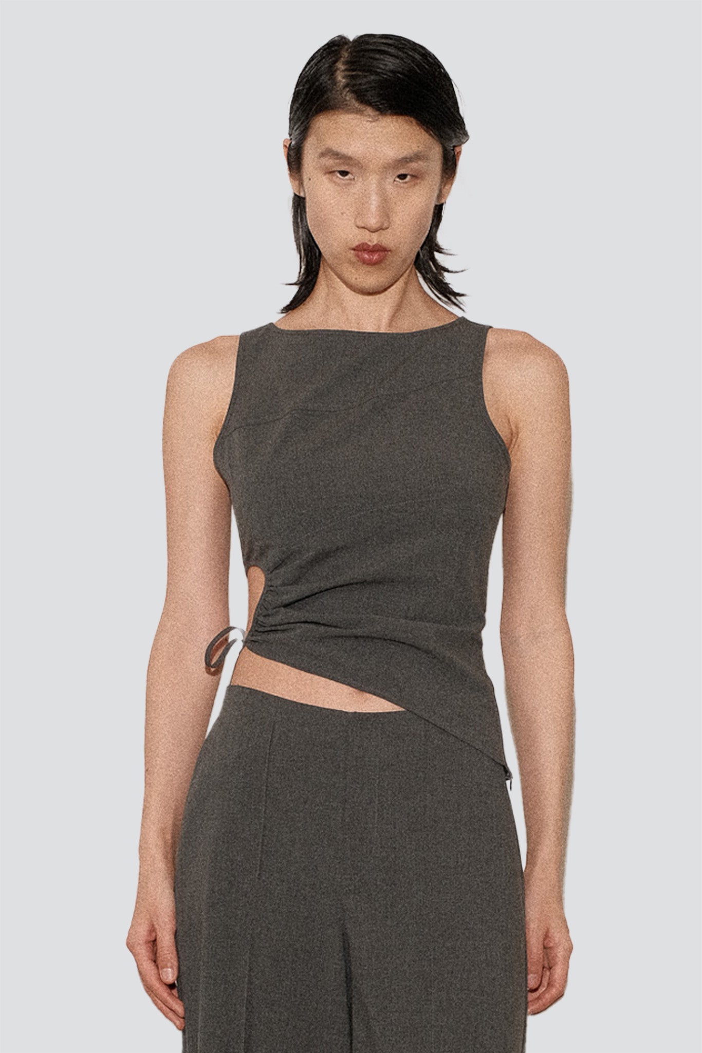 Grey Double Faced TR Circled Top