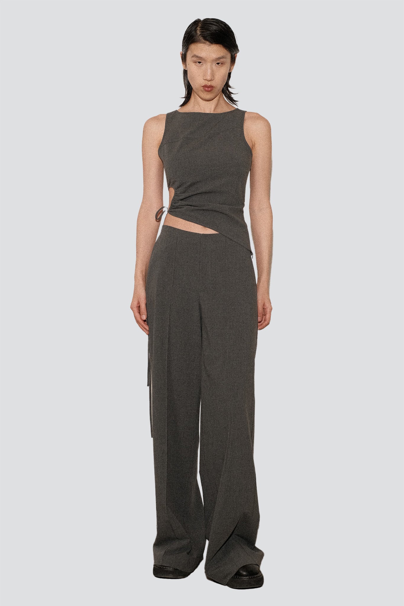 Grey Double Faced TR Circled Top