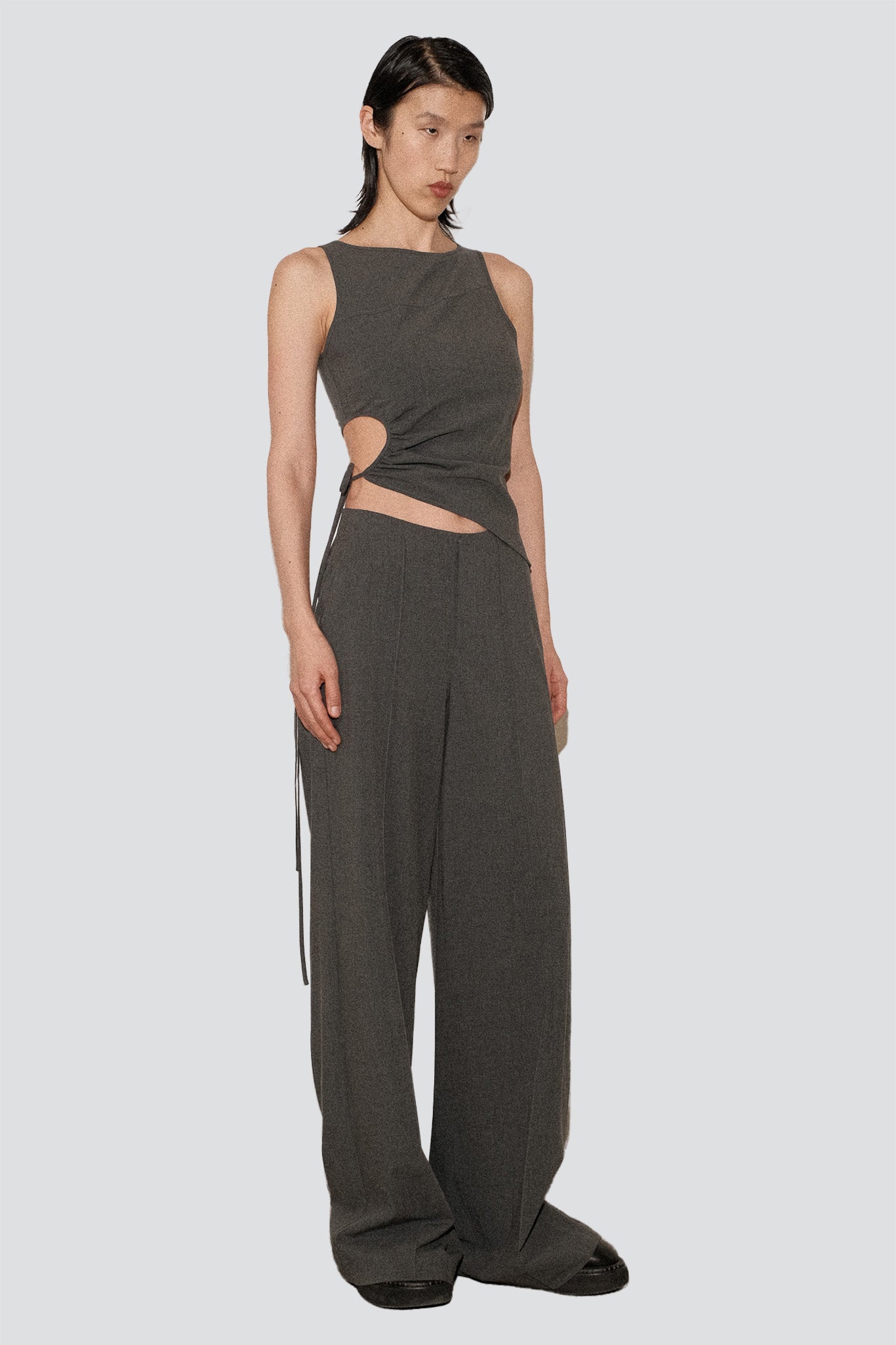 Grey Double Faced TR Circled Top