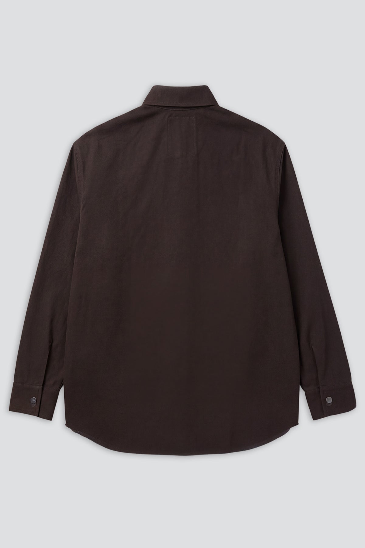 Dark Brown Twill Loose Snap Shirt