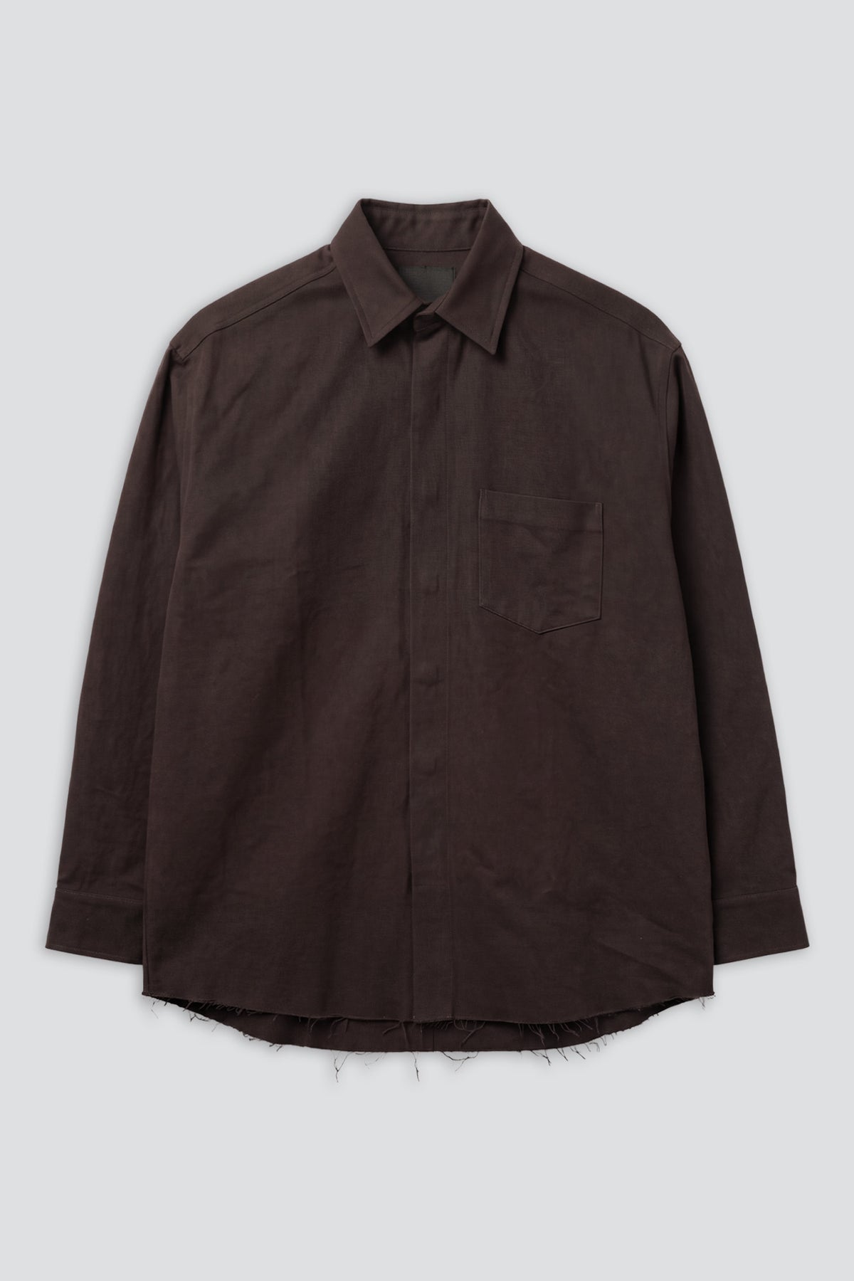 Dark Brown Twill Loose Snap Shirt