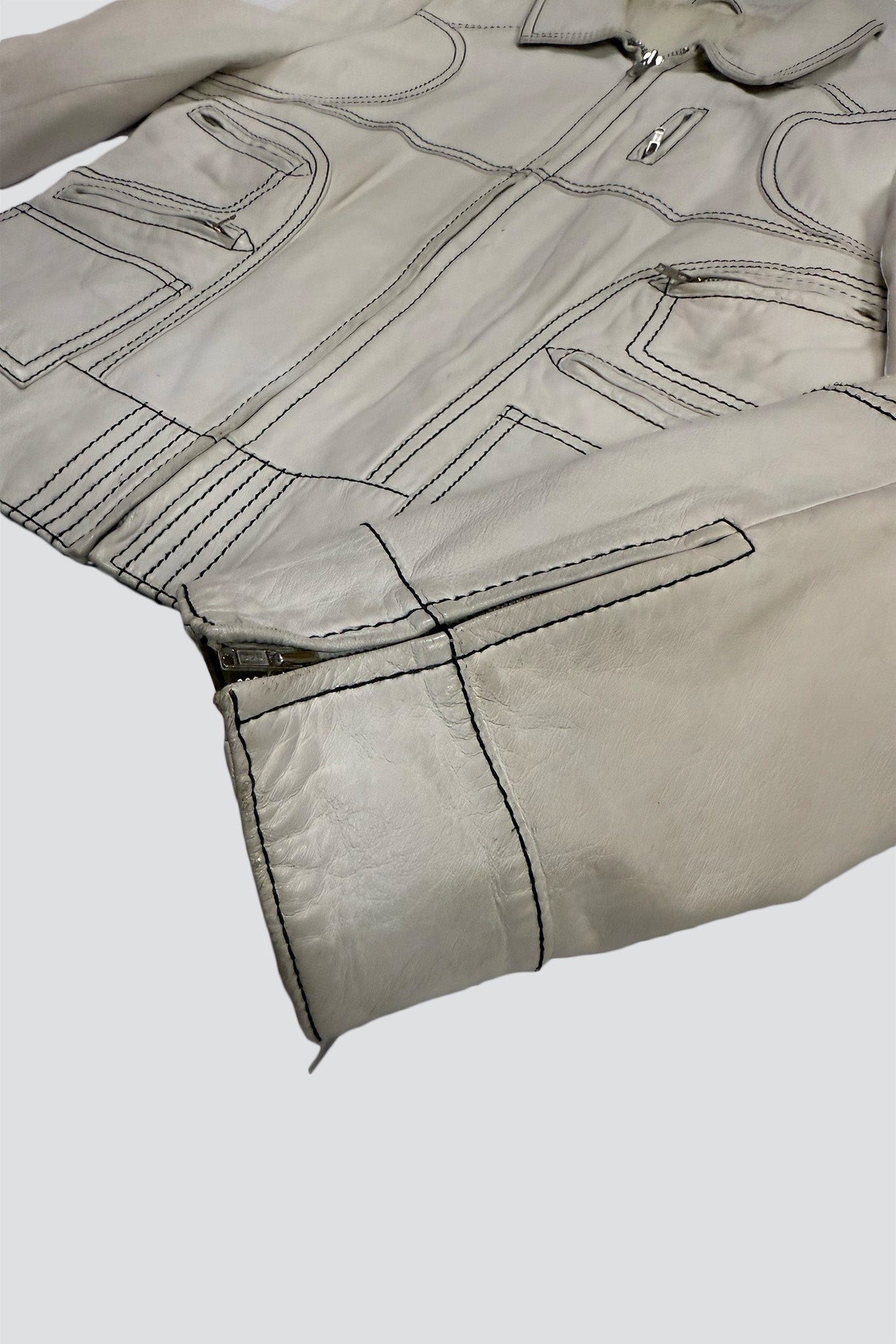 White Leather Racer Jacket