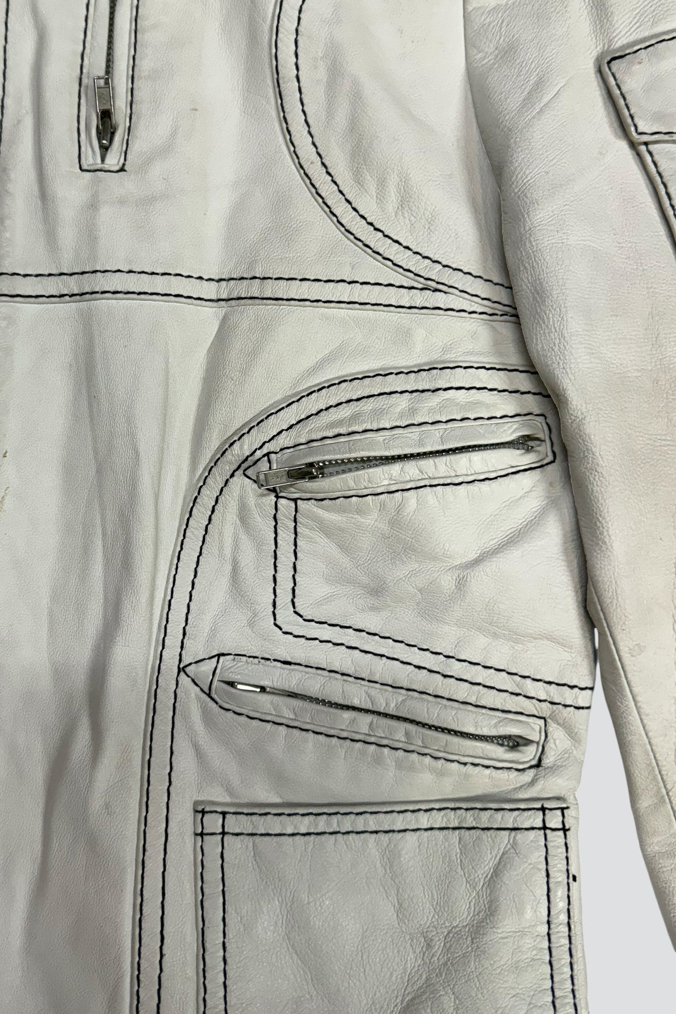 White Leather Racer Jacket