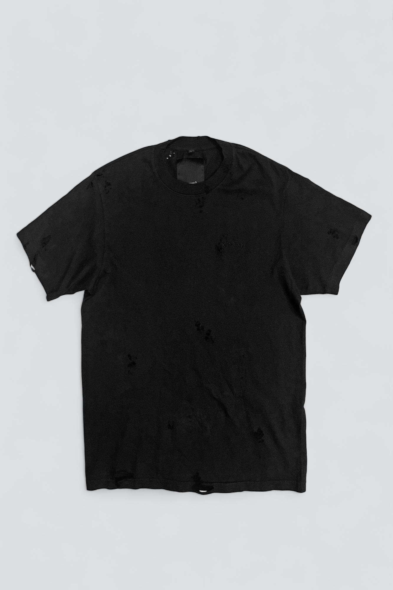 Distressed Black Embroidered New York Chest Logo T-Shirt