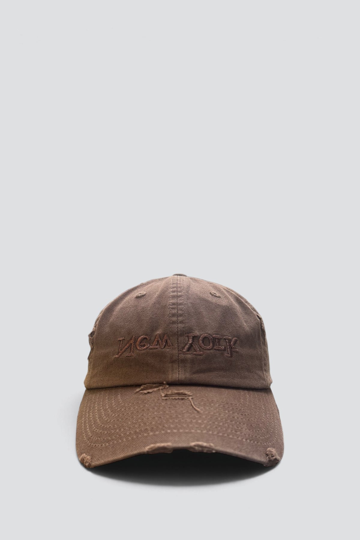 Distressed New York Embroidered Hat - Brown