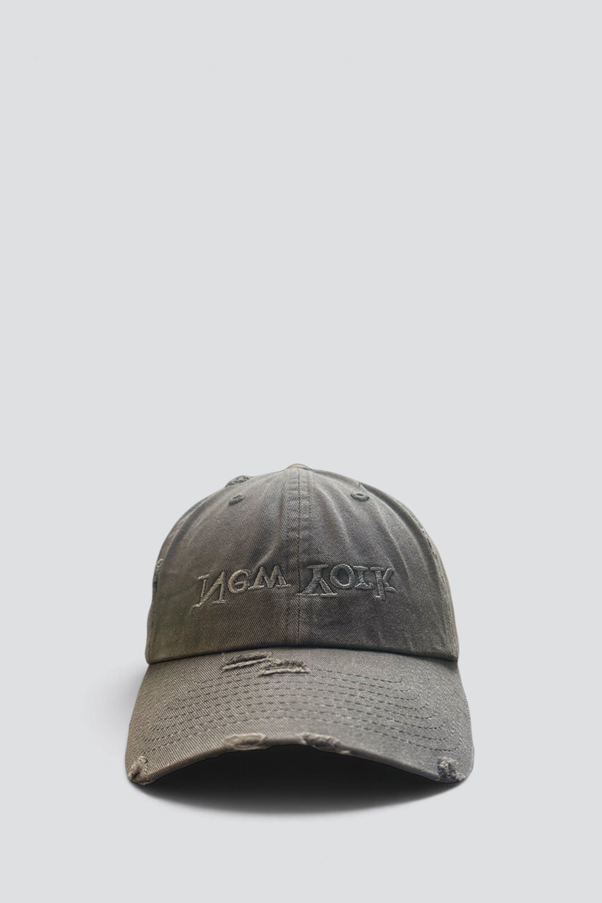 Distressed New York Embroidered Hat - Grey