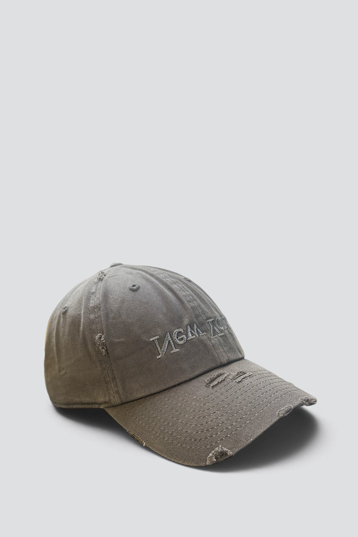 Distressed New York Embroidered Hat - Grey
