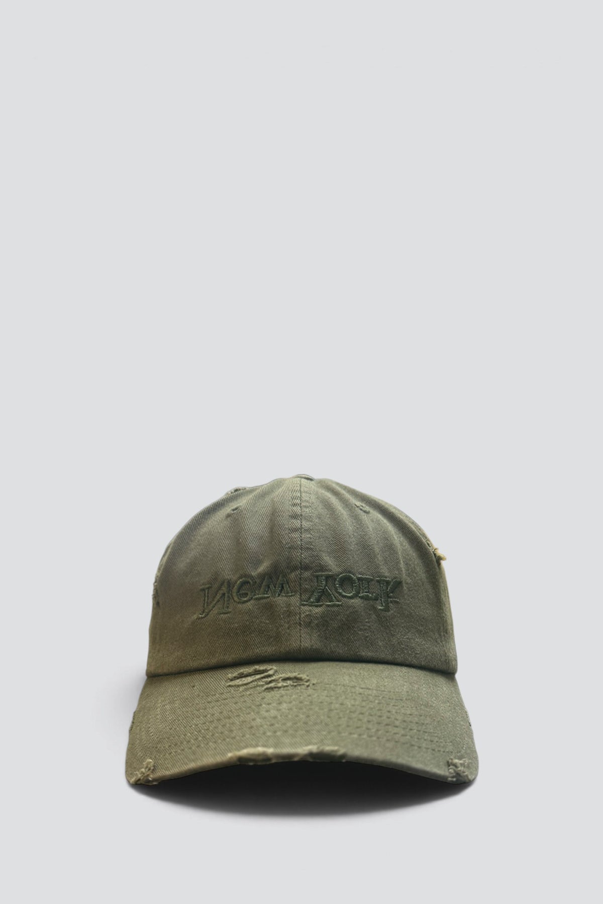 Distressed New York Embroidered Hat - Olive