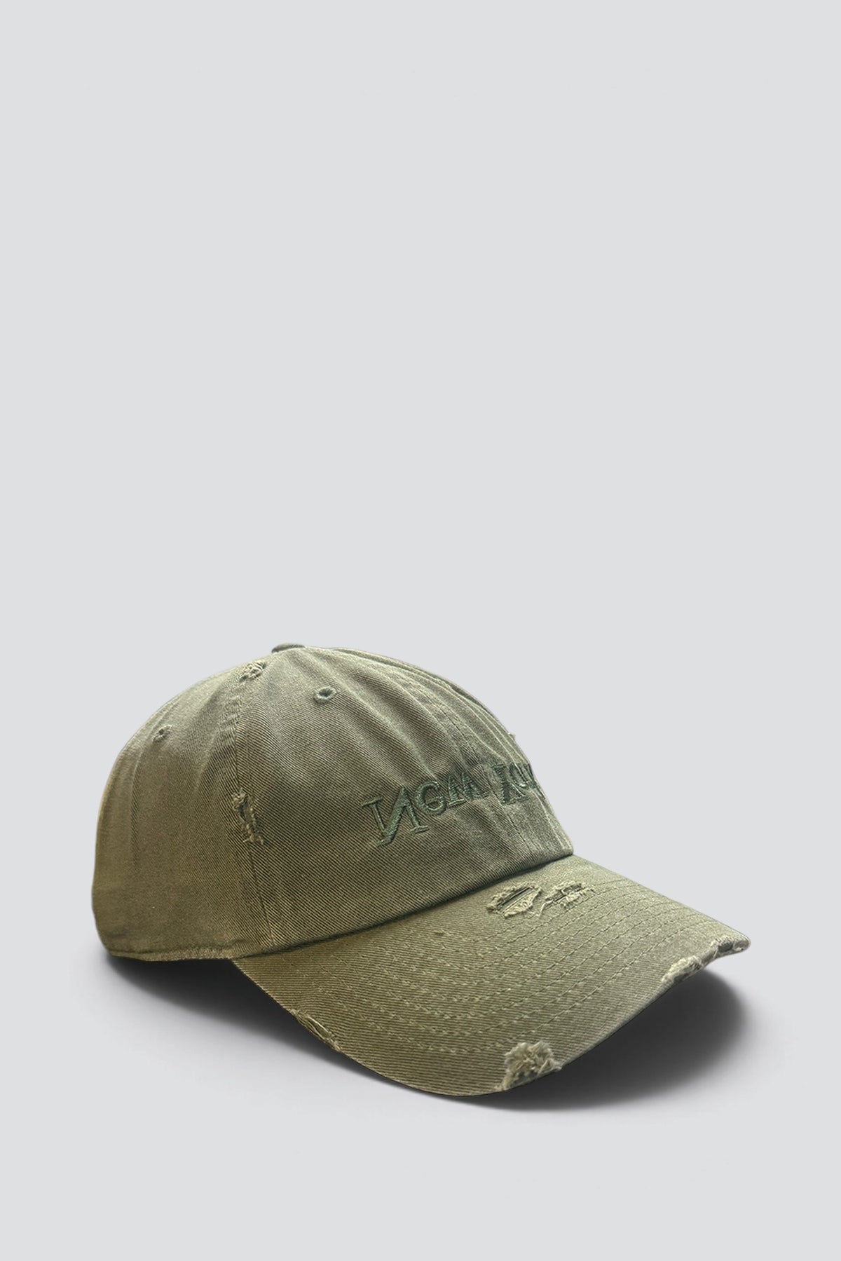 Distressed New York Embroidered Hat - Olive