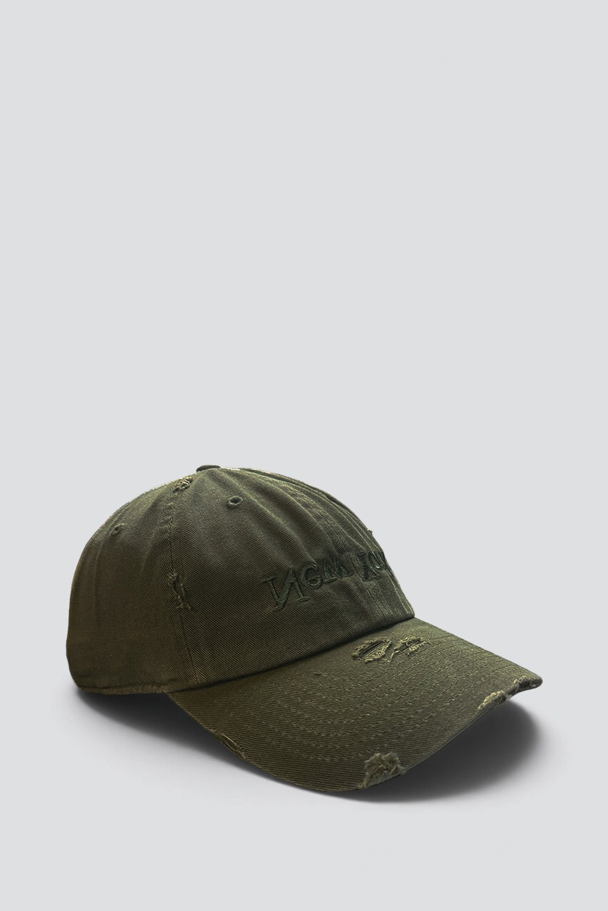 Distressed New York Embroidered Hat - Olive