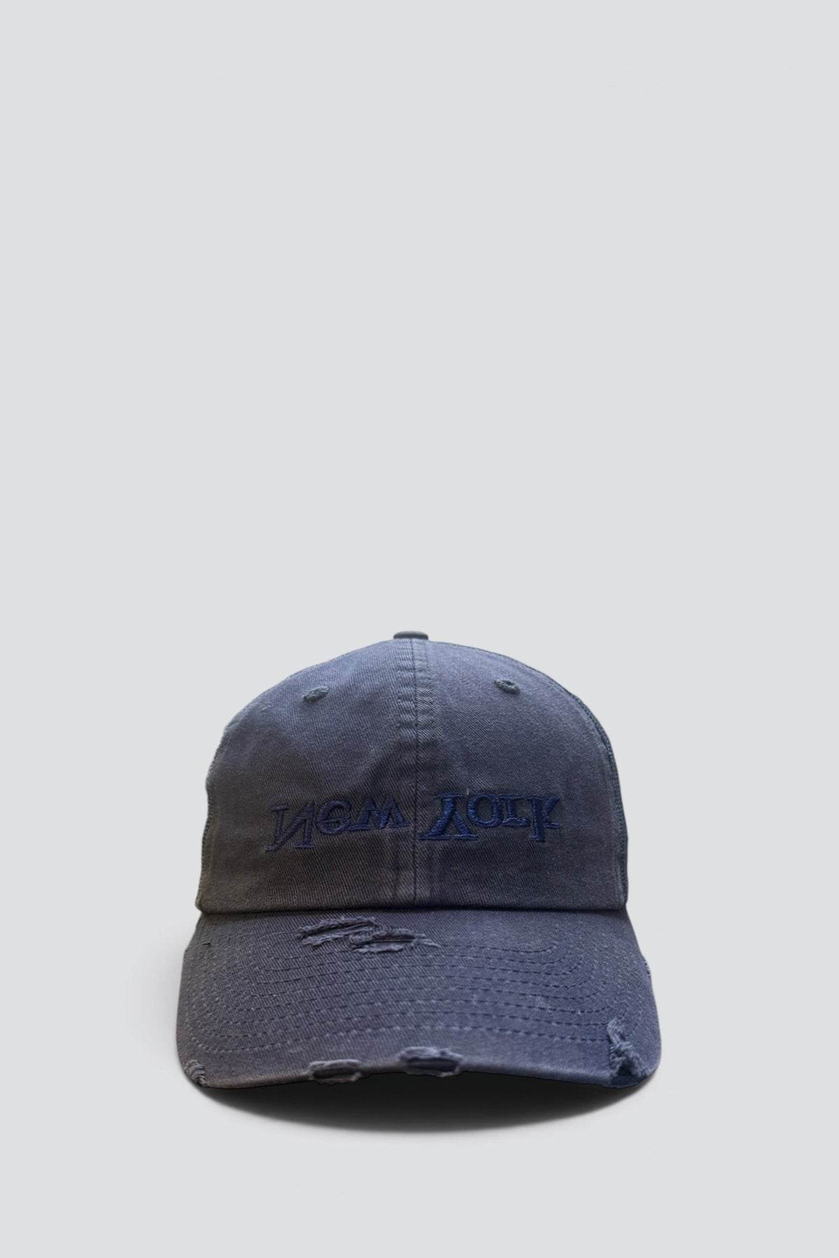 Distressed New York Embroidered Trucker Hat - Navy