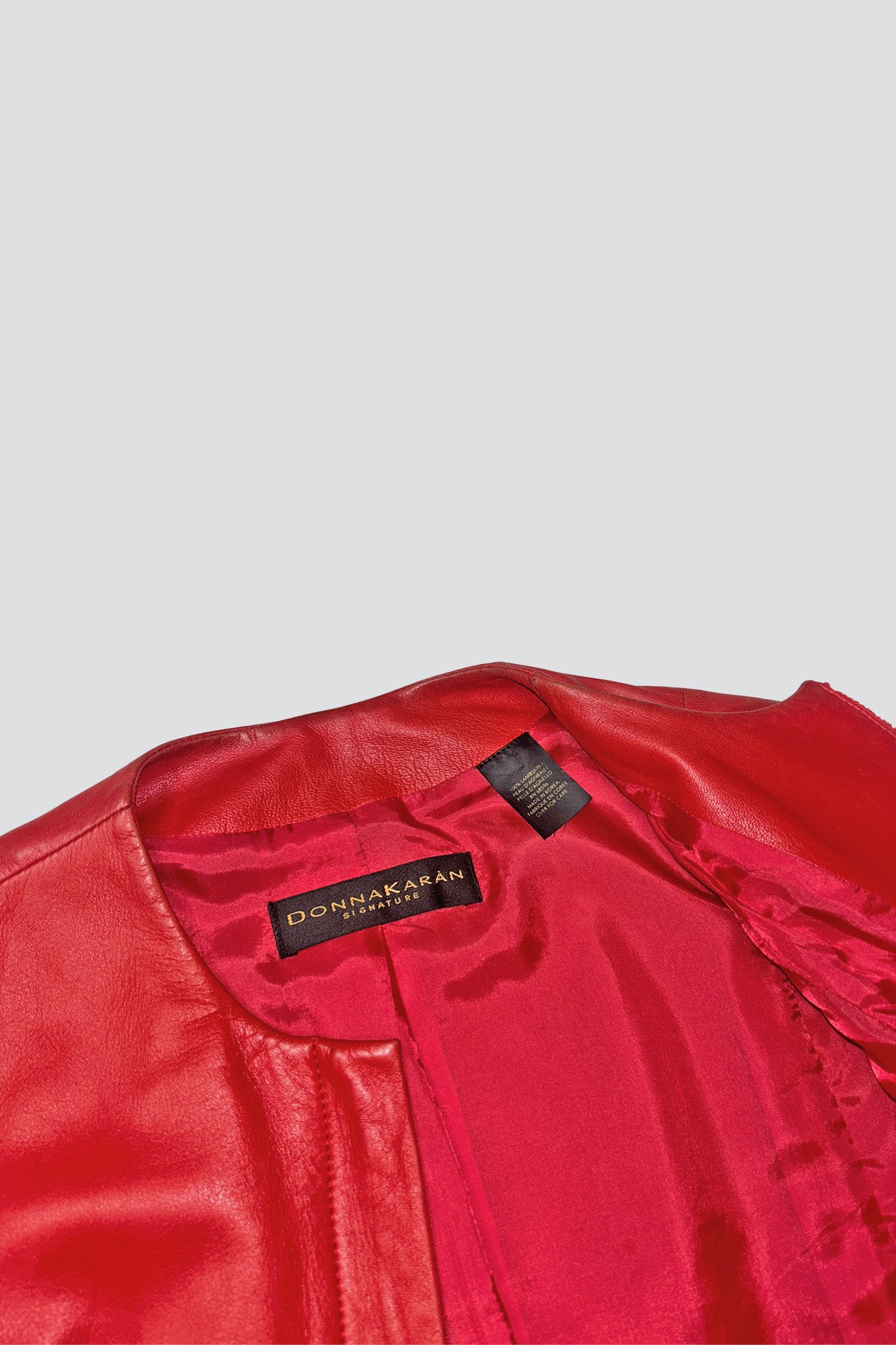 Donna Karan Hot Red Leather Short Jacket