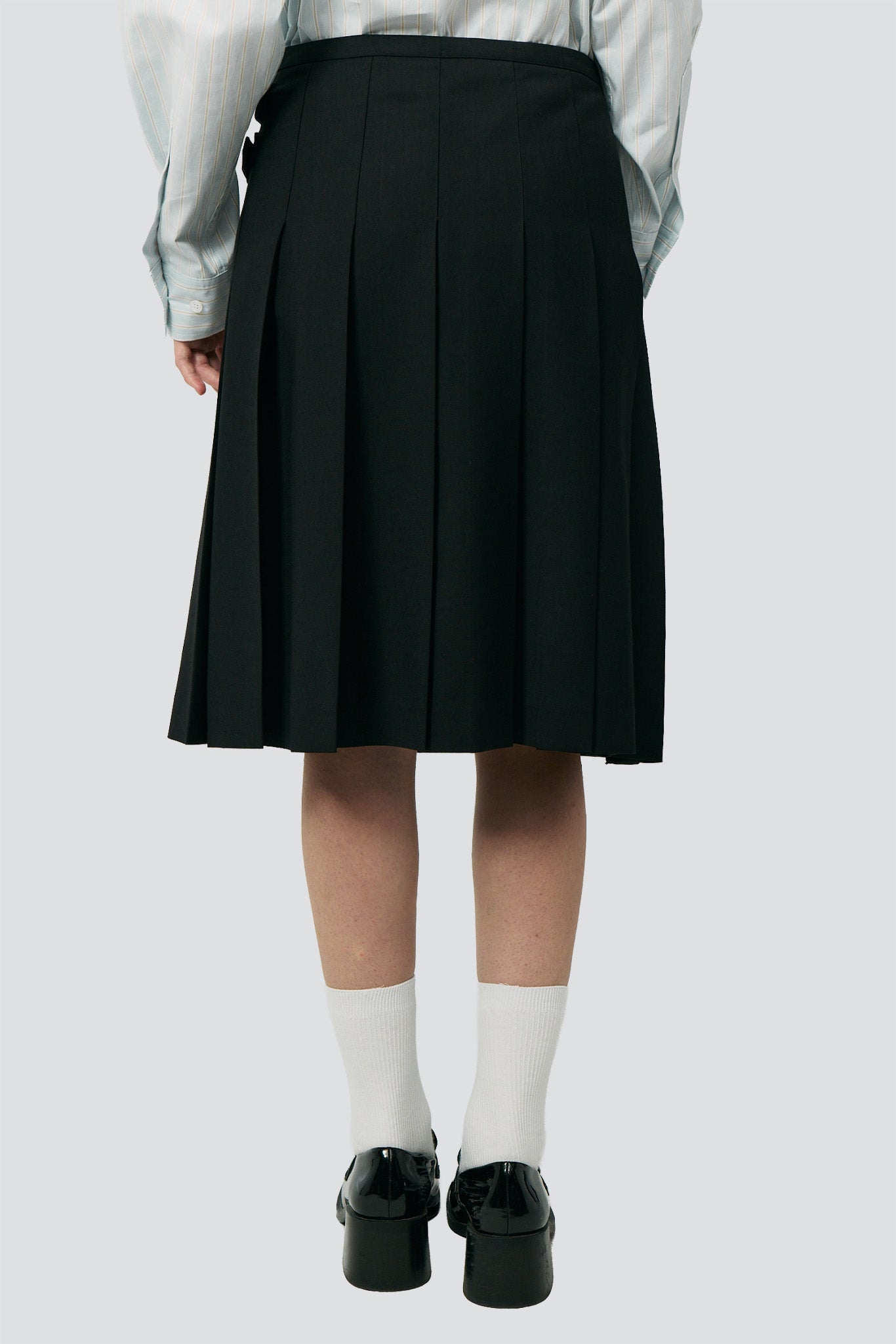 Black Pleats Midi Skirt