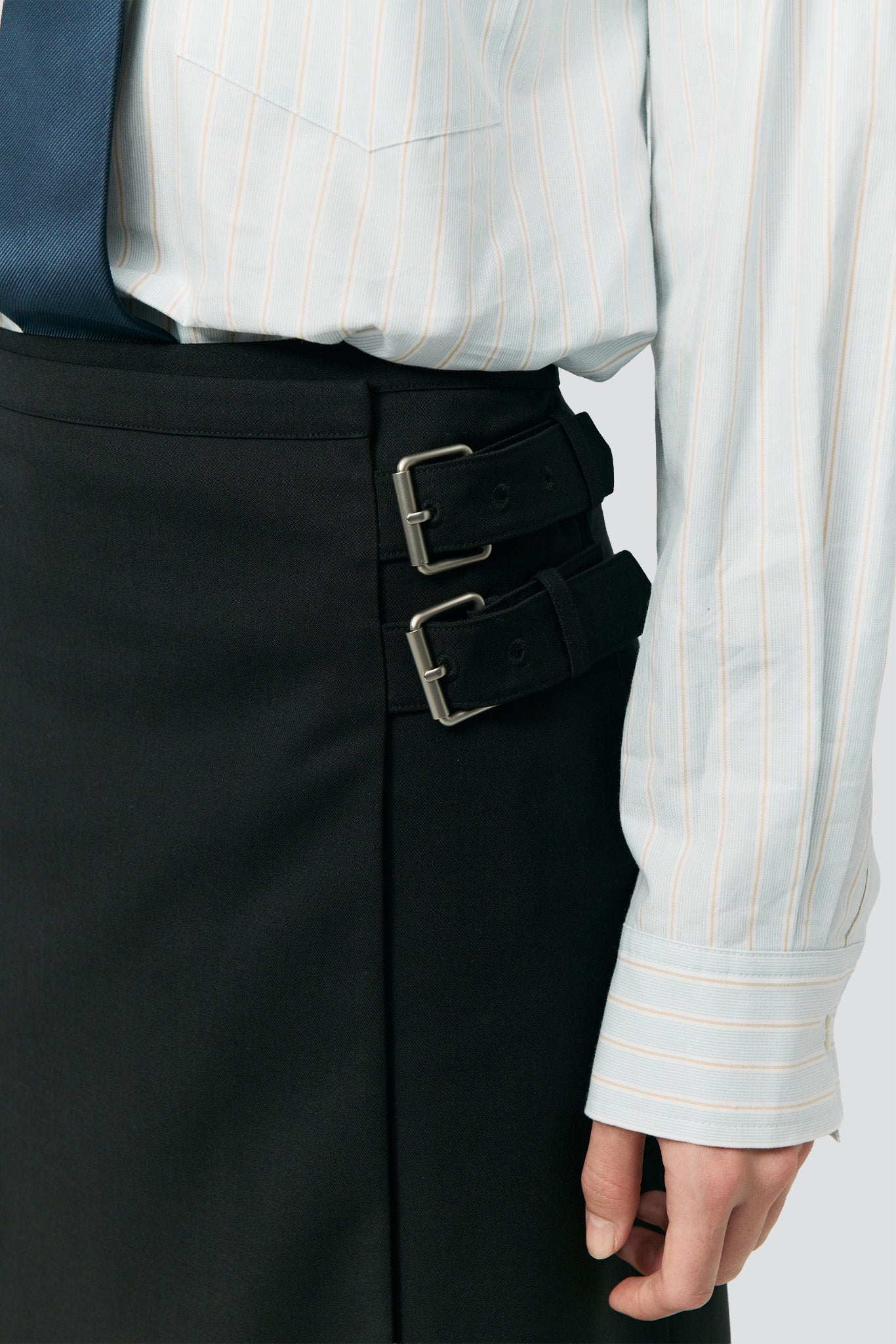 Black Pleats Midi Skirt