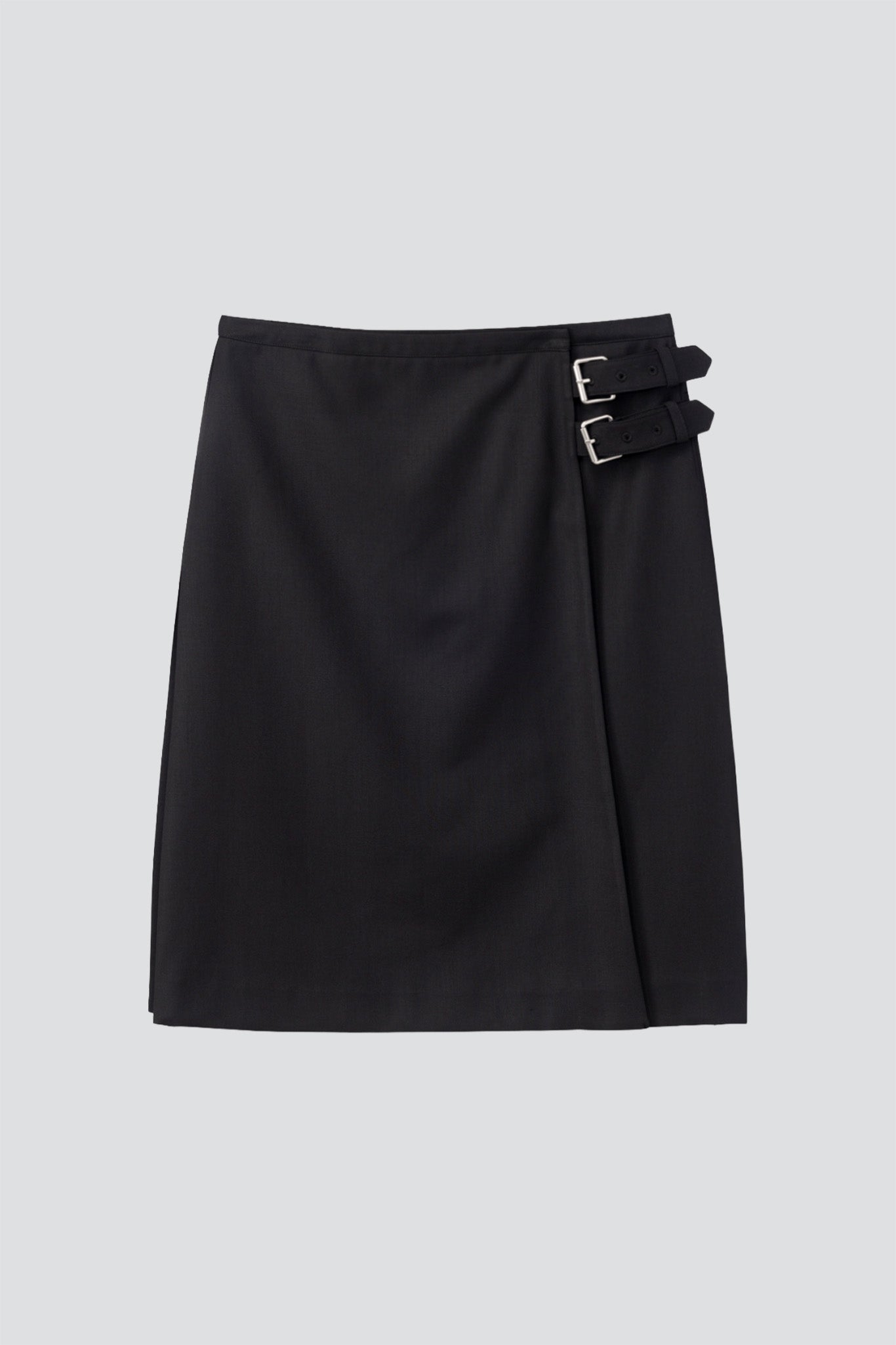 Black Pleats Midi Skirt
