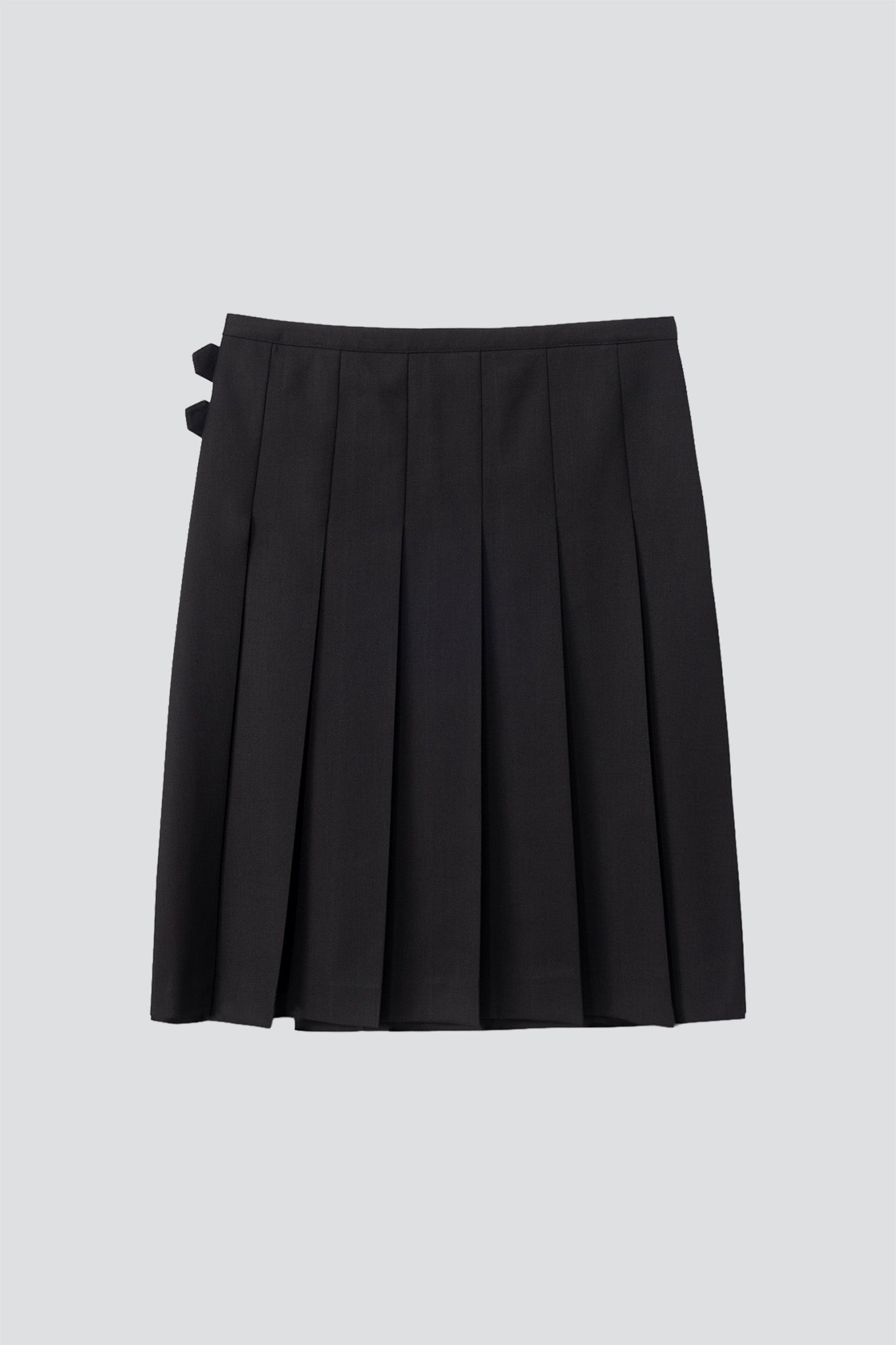 Black Pleats Midi Skirt