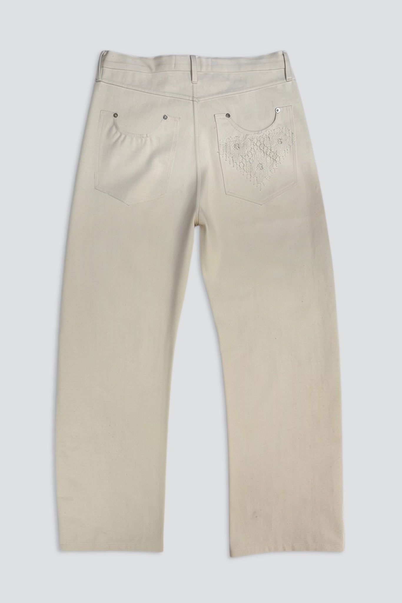 Ecru Lace Denim Jeans