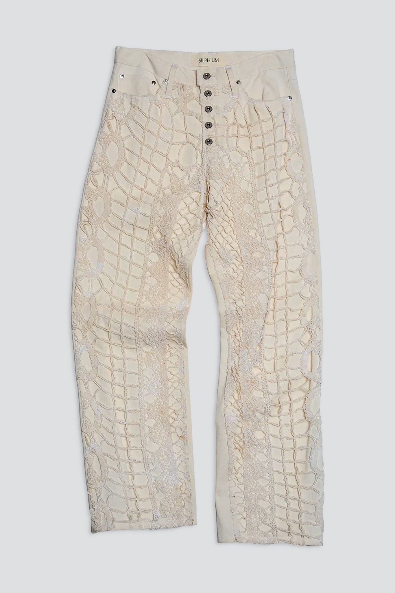Ecru Lace Denim Jeans