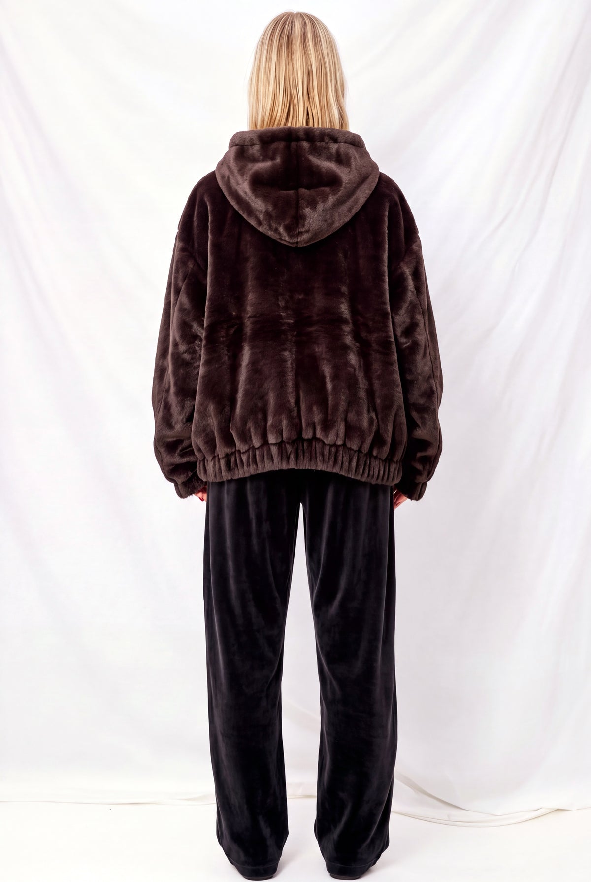No.216 Brown Suri Alpaca Hooded Zipper Jacket