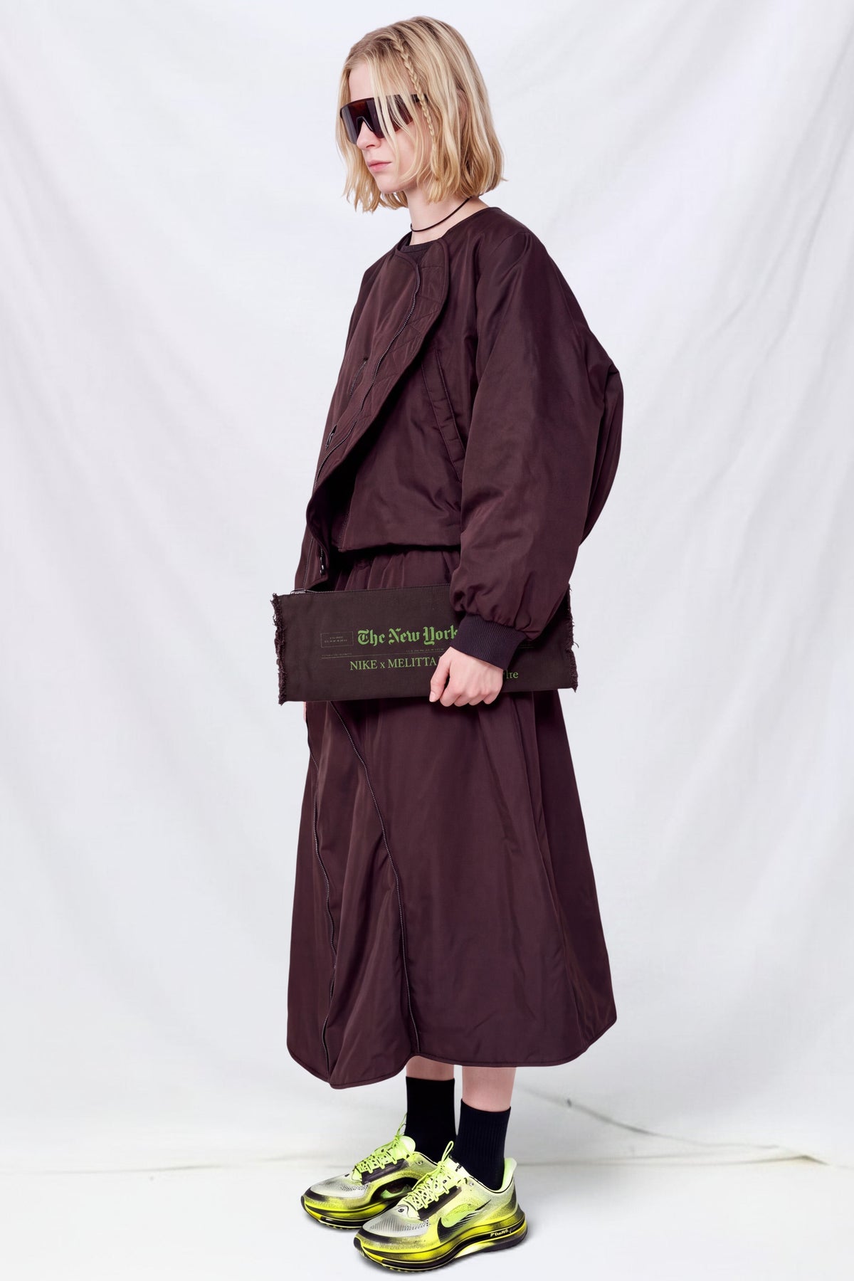 Dark Brown Round Bomber Jacket