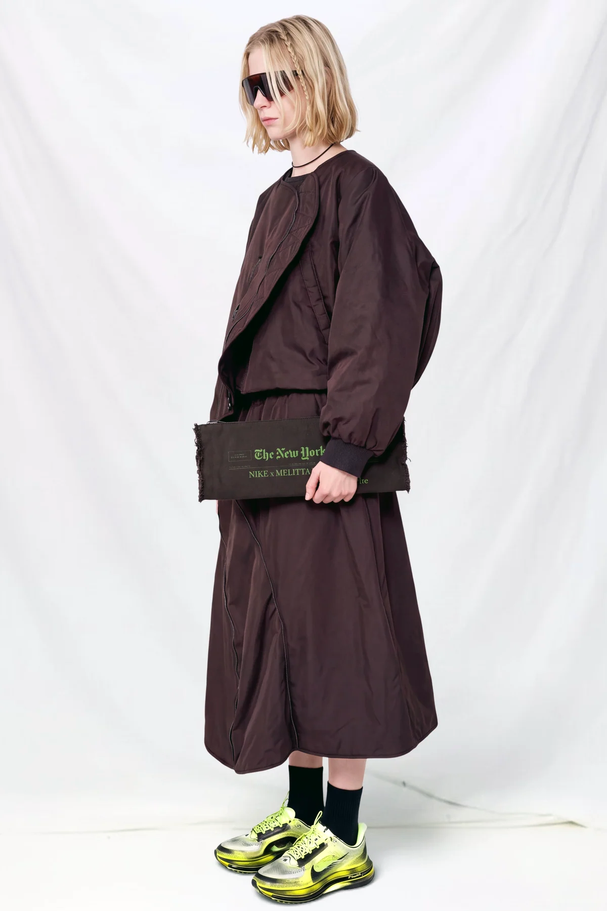 Dark Brown Round Bomber Jacket