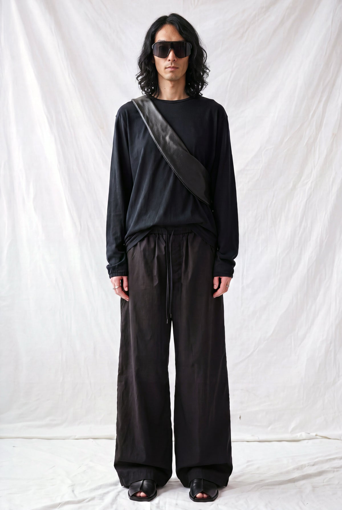 No.297 Black Leather Small Crossed Bag