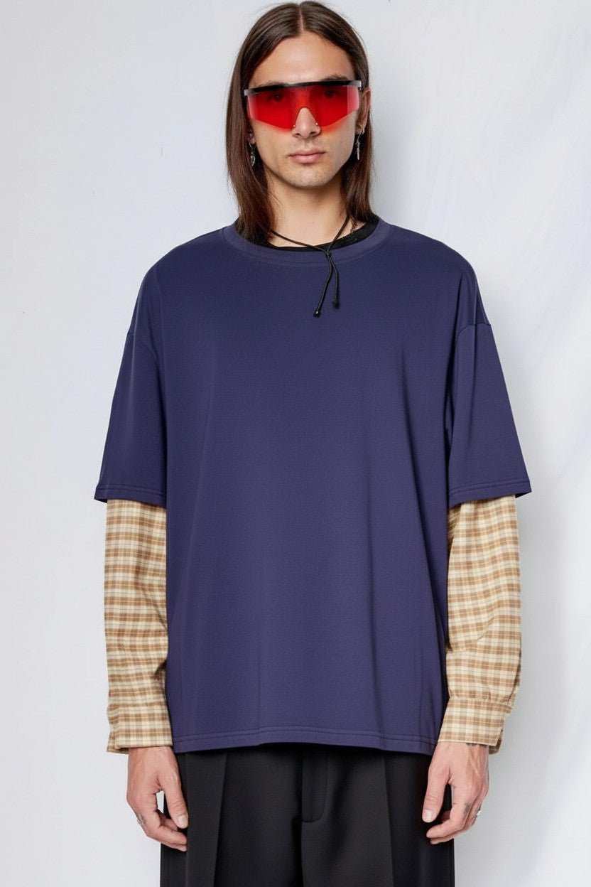 Navy/Yellow Plaid Combo Long Sleeve Shirt
