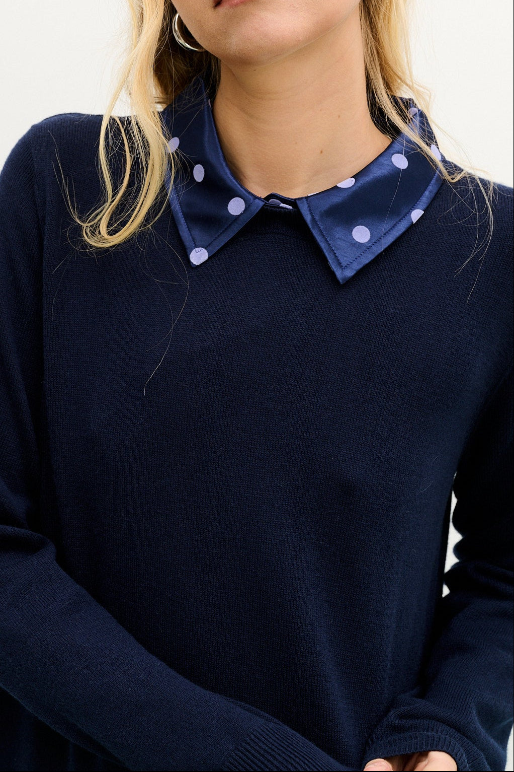 Sea Navy Venus Merino Wool V-Neck Dress
