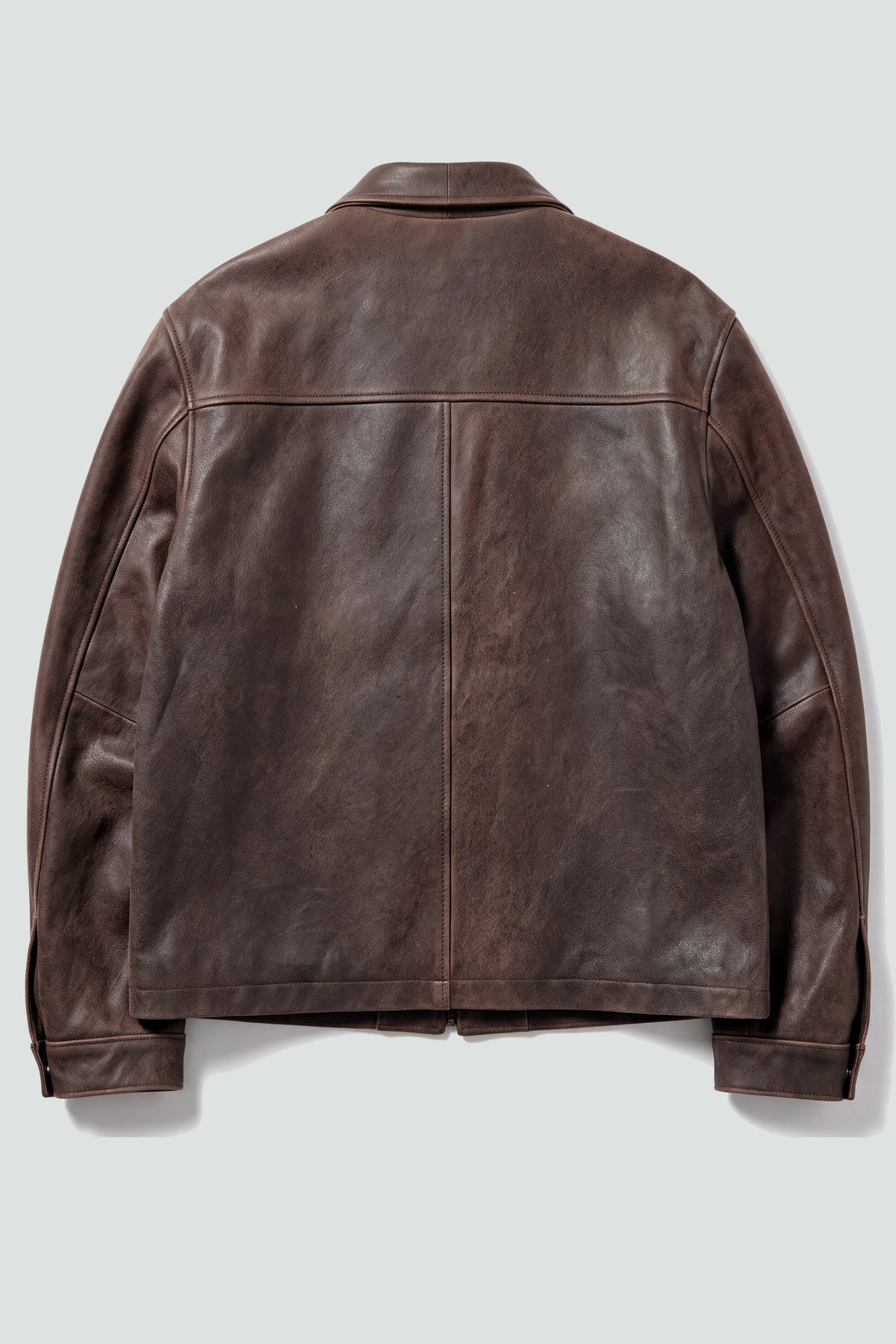 Brown Cracked Leather Zip Jacket