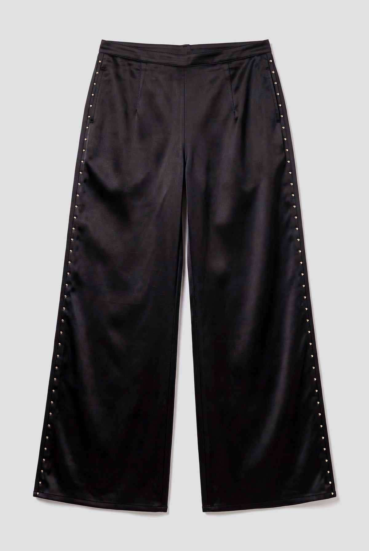 Black Cupro Side Hook Clean Pant