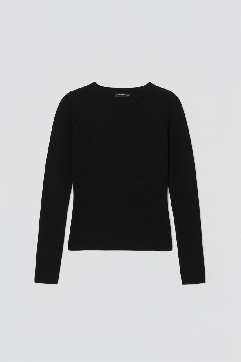 Black Silk Cashmere Long Sleeve Top
