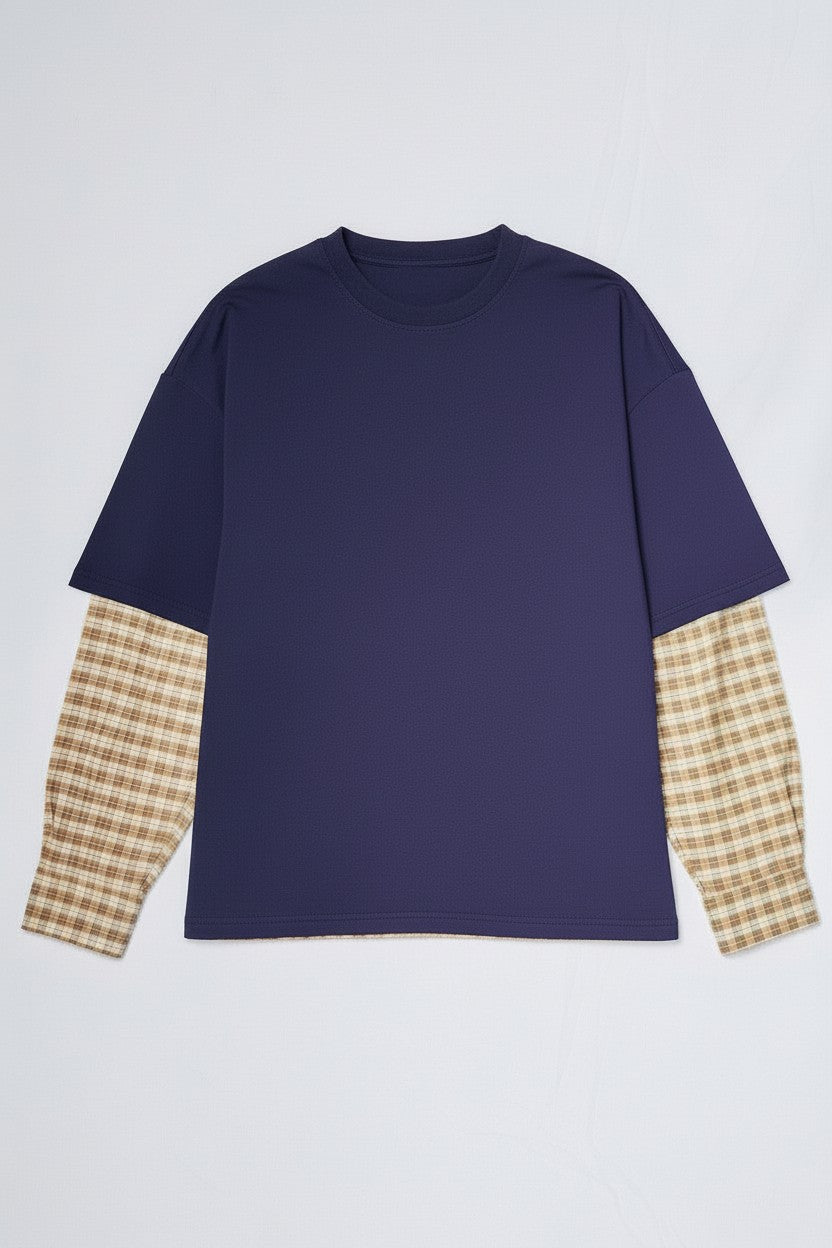 Navy/Yellow Plaid Combo Long Sleeve Shirt