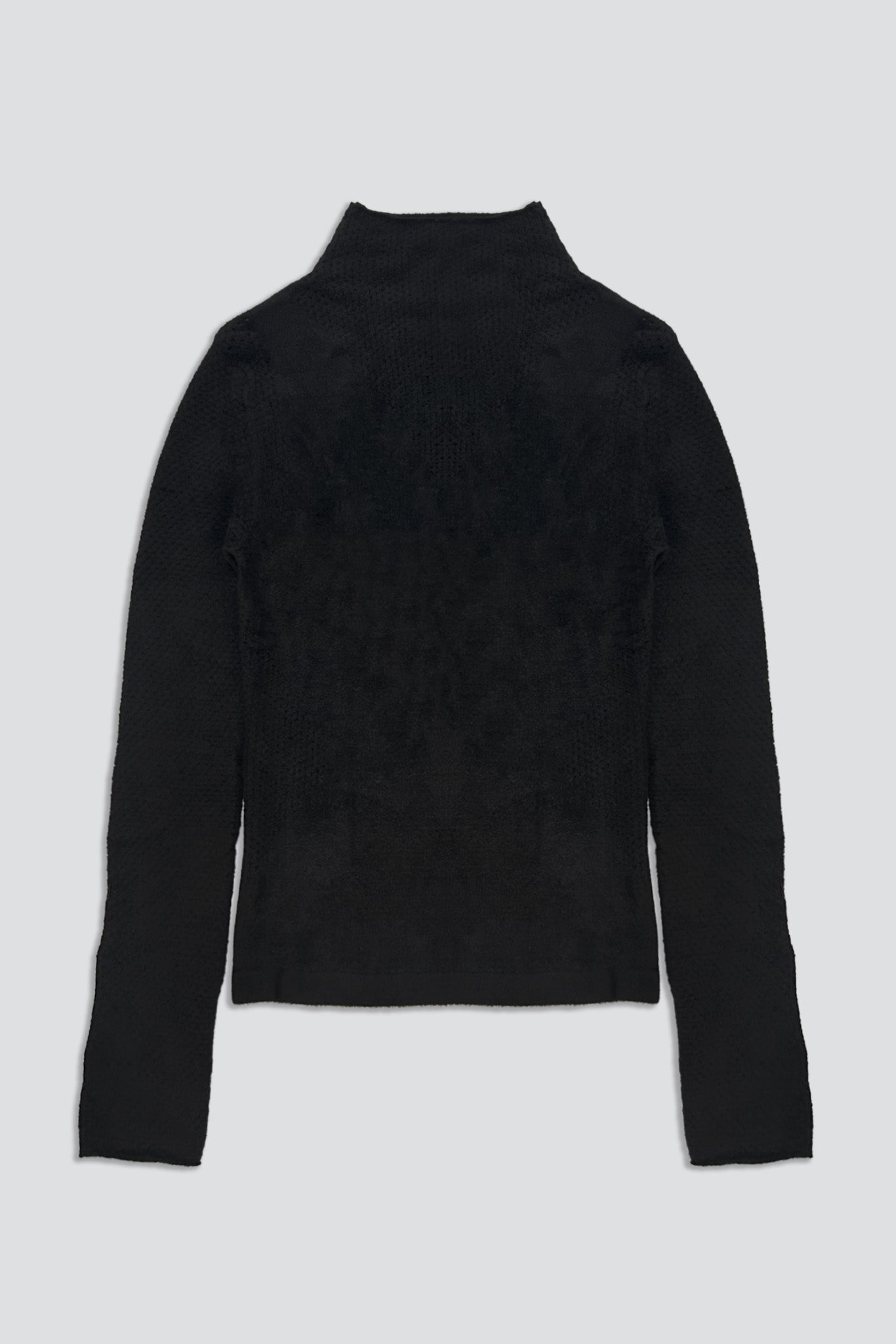Black Pamela Mesh Fleece Mock Neck