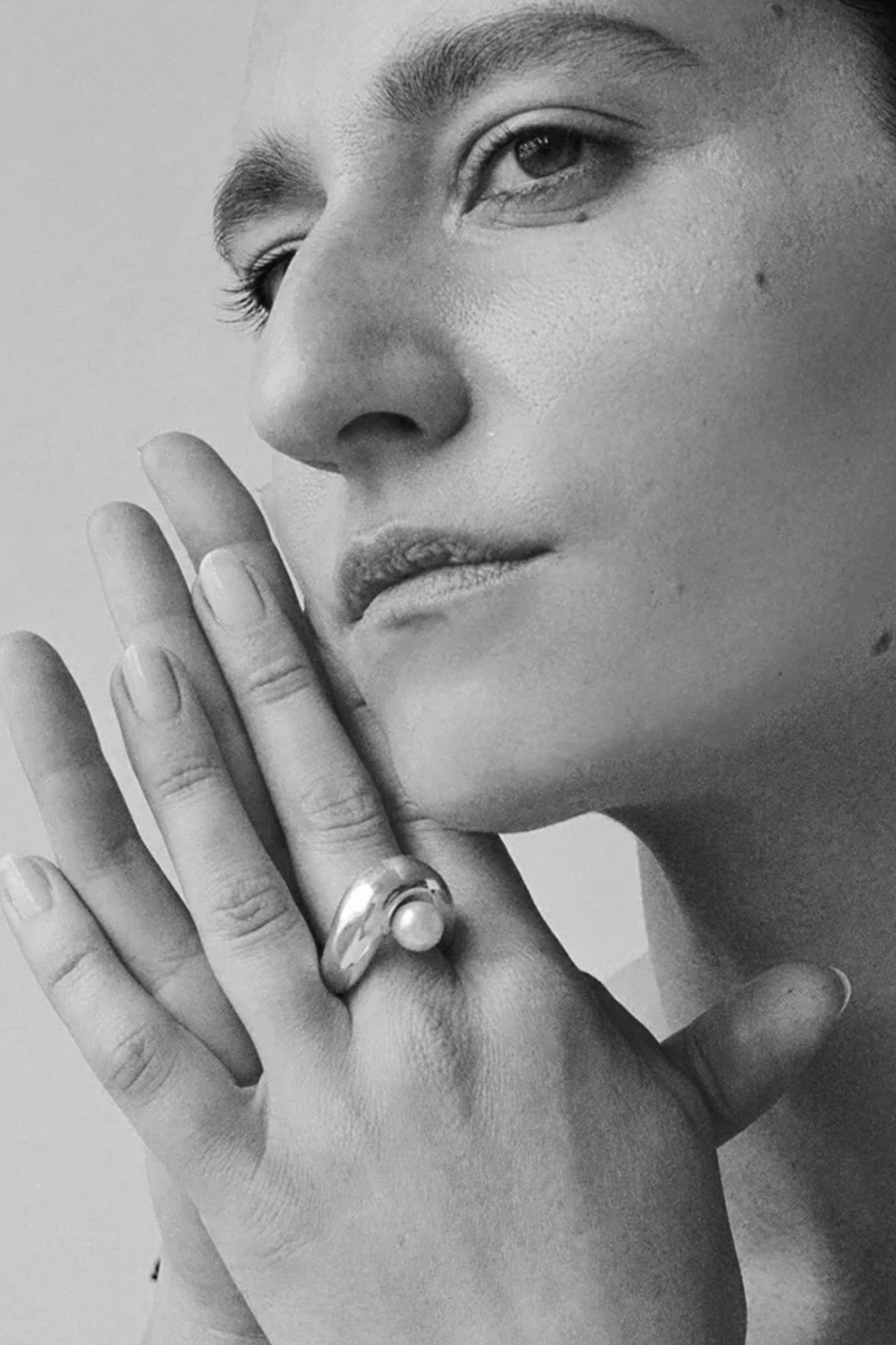 Sterling Silver Forma Pearl Ring