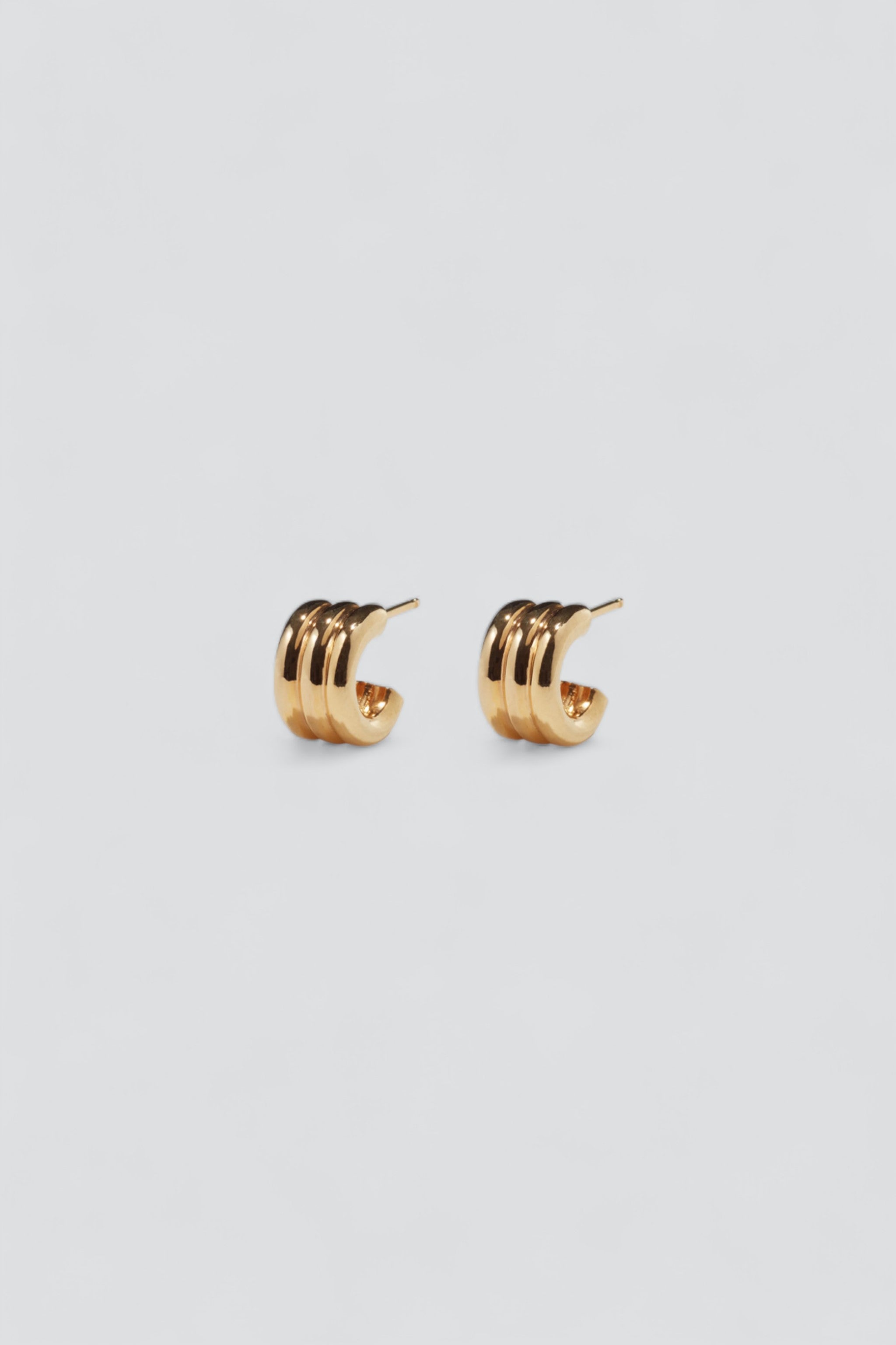Gold Vermeil Mini Triple Ridge Earrings
