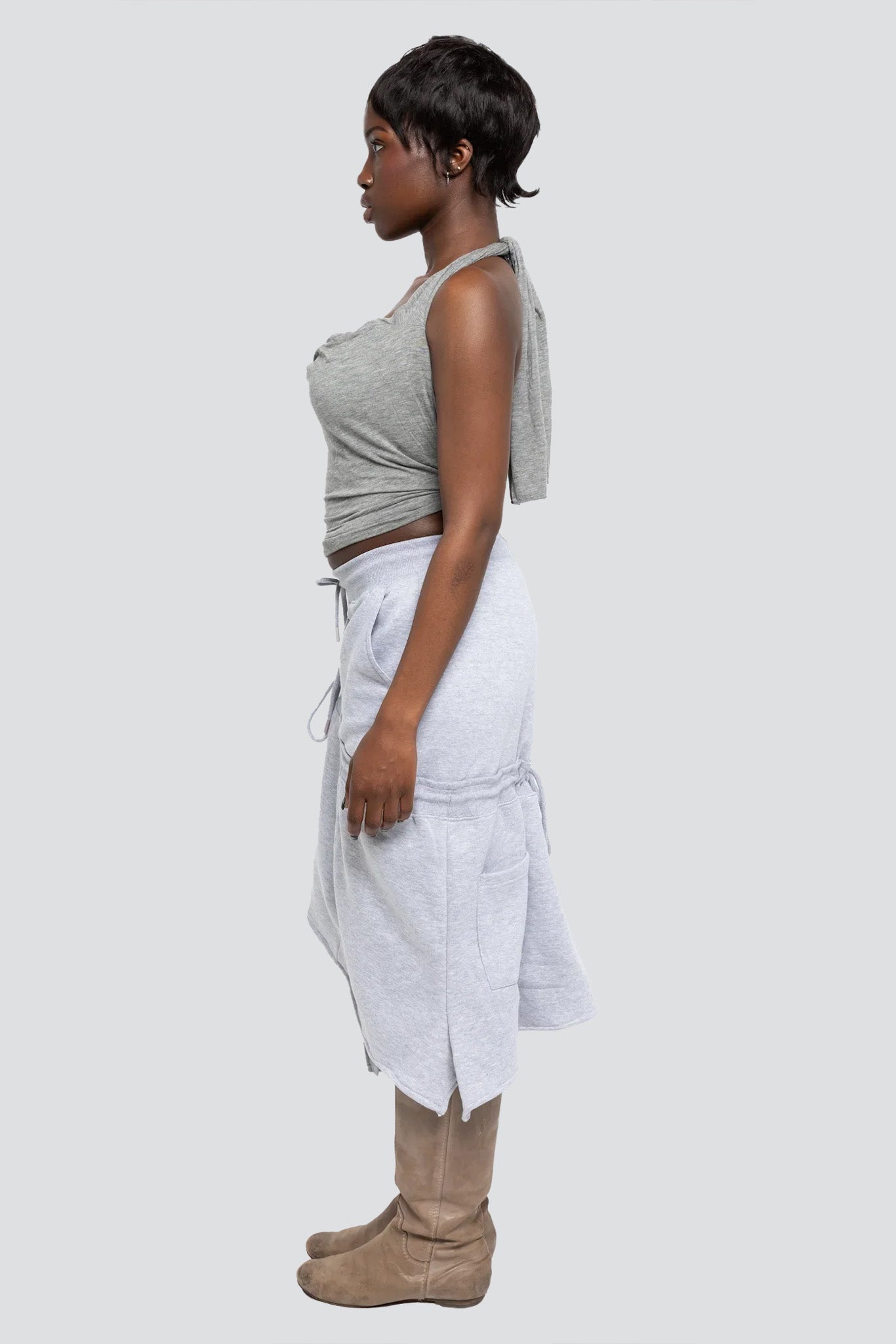 Grey Sweatpant Spiral Skirt