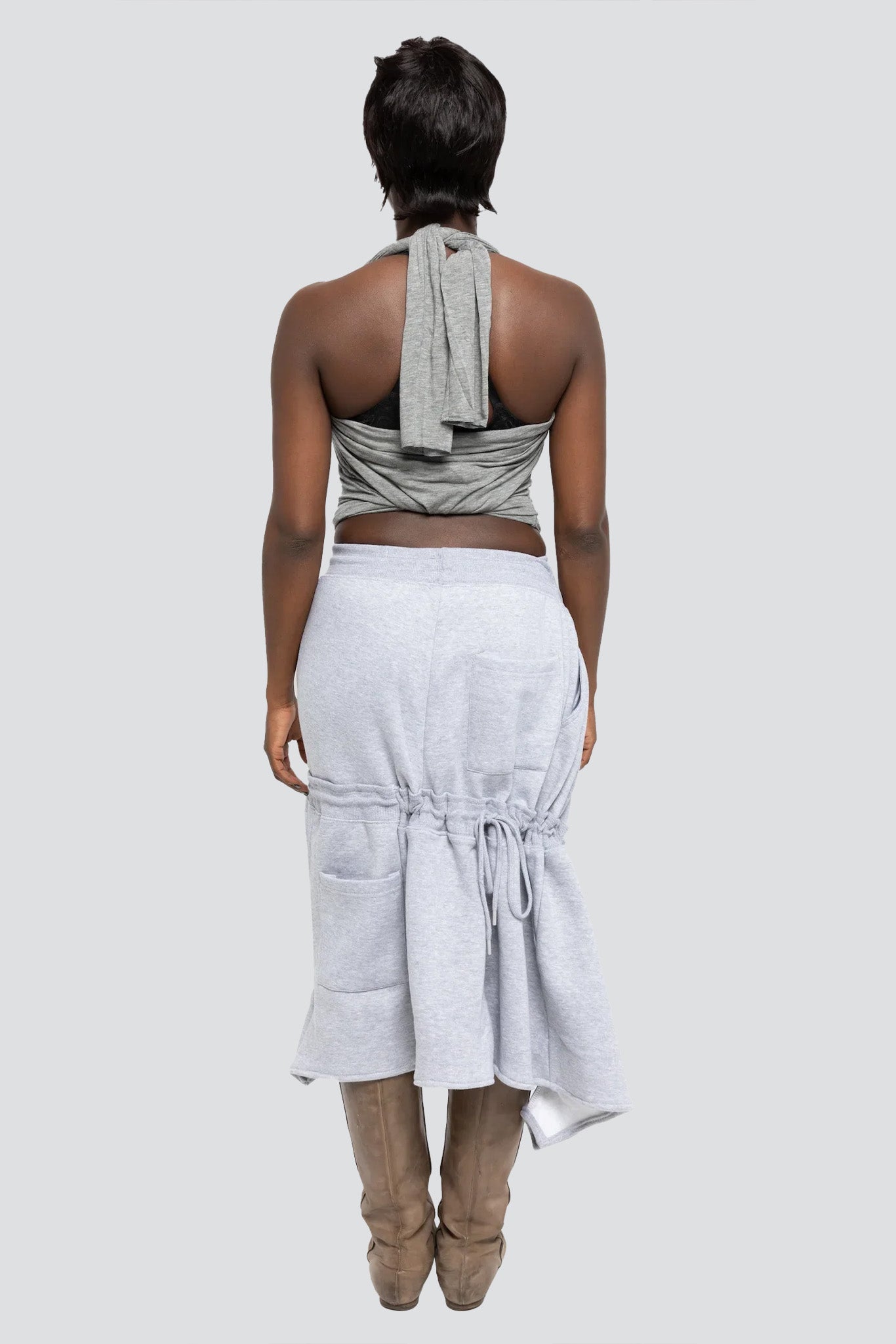 Grey Sweatpant Spiral Skirt