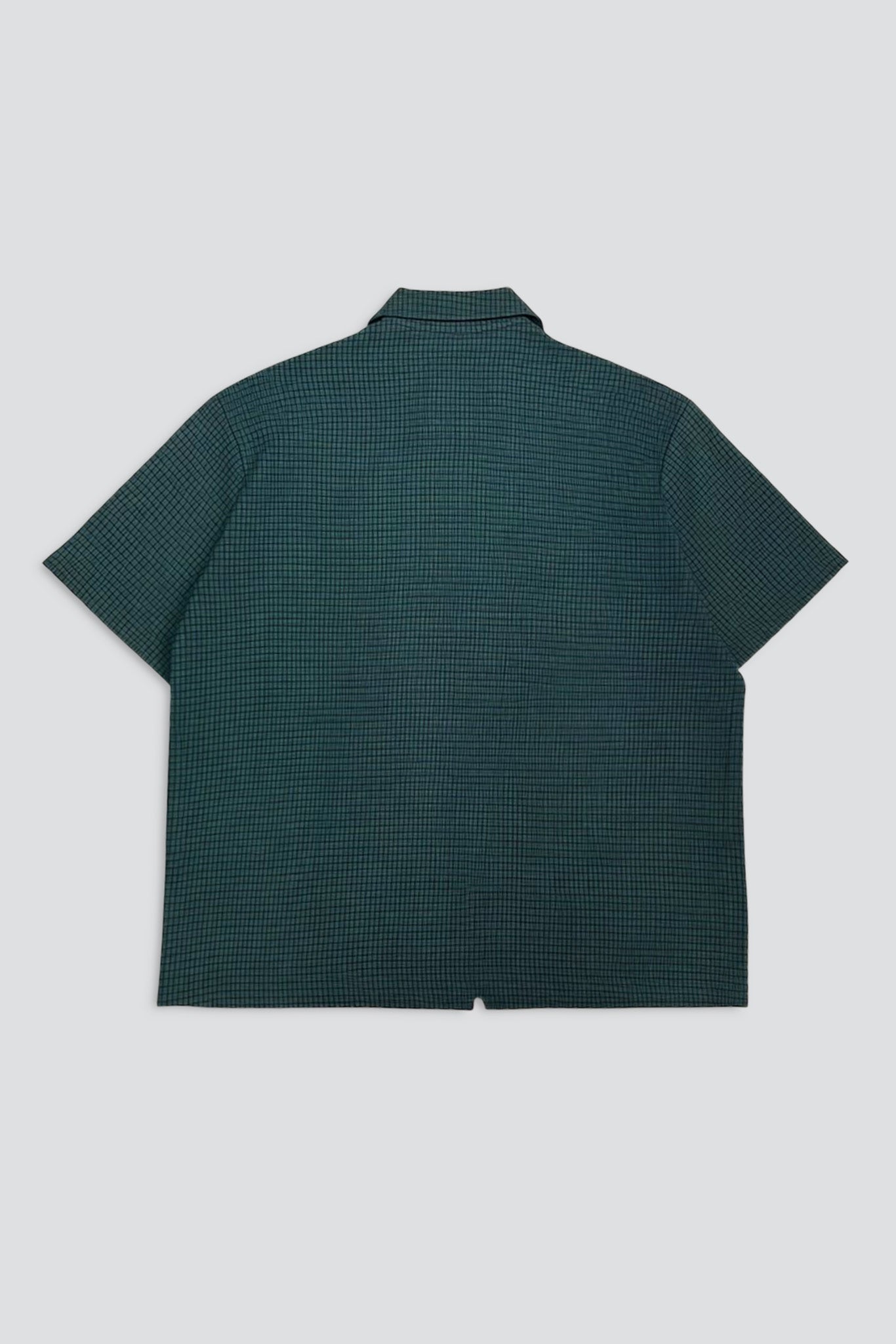 Green Plaid Zip Camp Shirt
